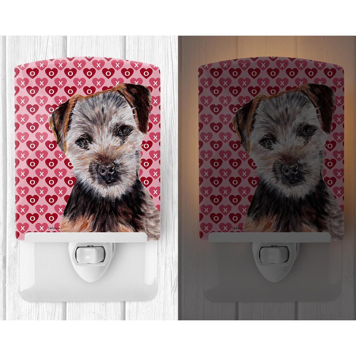 Caroline'S Treasures Sc9711Cnl Norfolk Terrier Puppy Hearts And Love Ceramic Night Light Compact, Ul-Certified, Ideal For Bedroom, Bathroom, Nursery, Hallway, Kitchen, 6X4X3, Multicolor