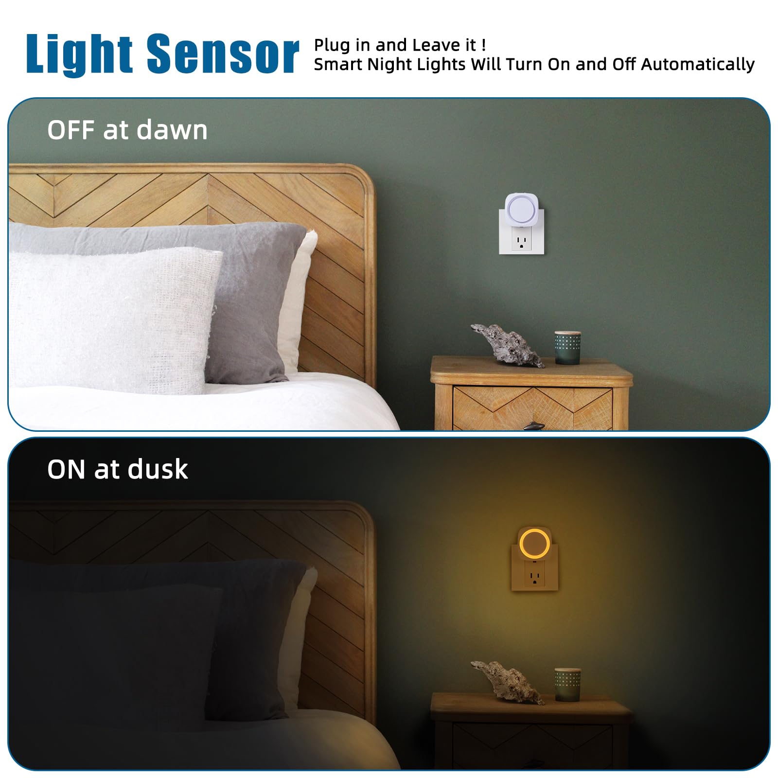 Amber Night Lights Plug Into Wall, 4 Packs Dimmable Night Light With Dust To Dawn Sensor, Automatically Turn On And Off, Gentle