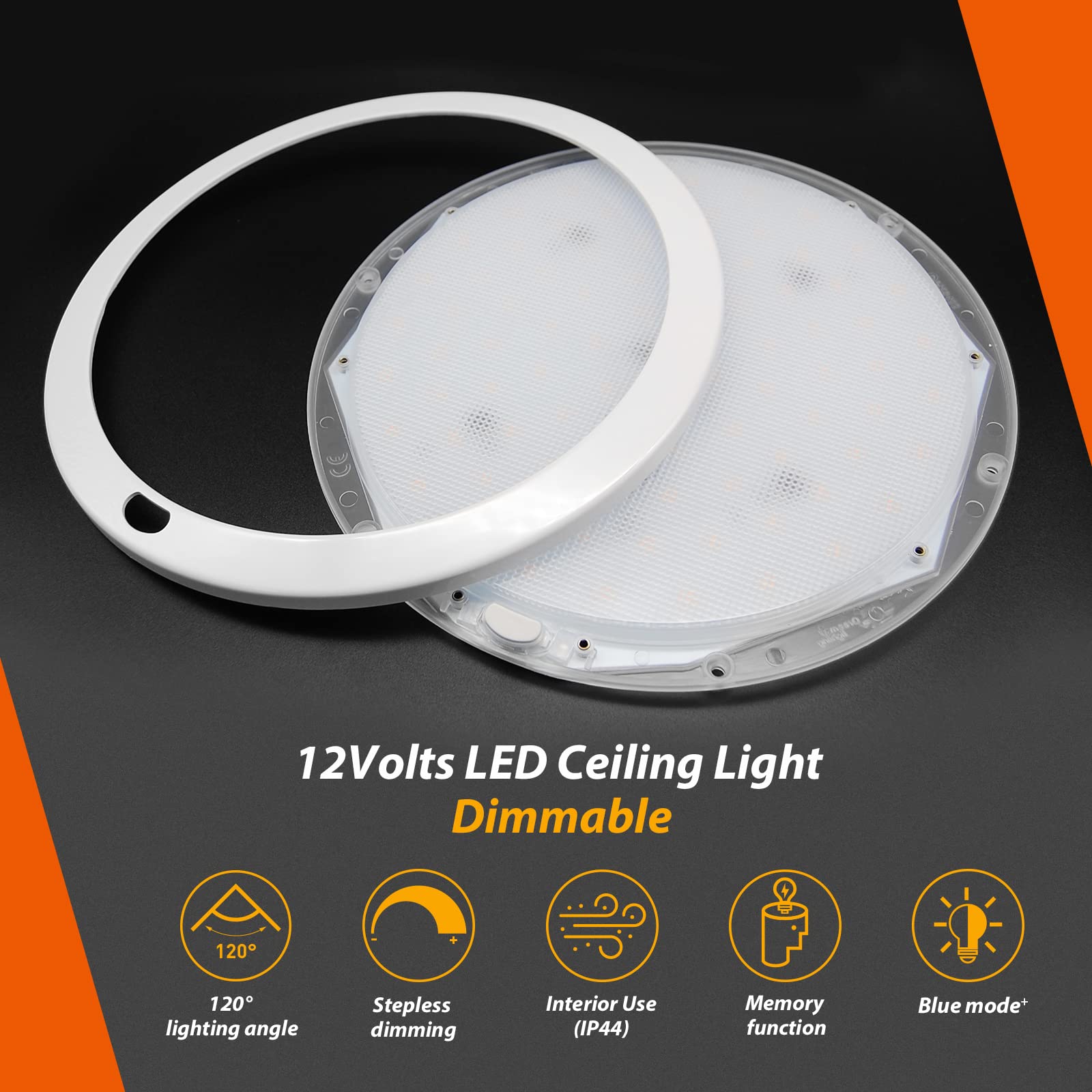 Dream Lighting 12Volt Led Panel Ceiling Dome Light Fixture With Switch For Rv Motorhome & Marine-8.5 Inches, With Memory Functio