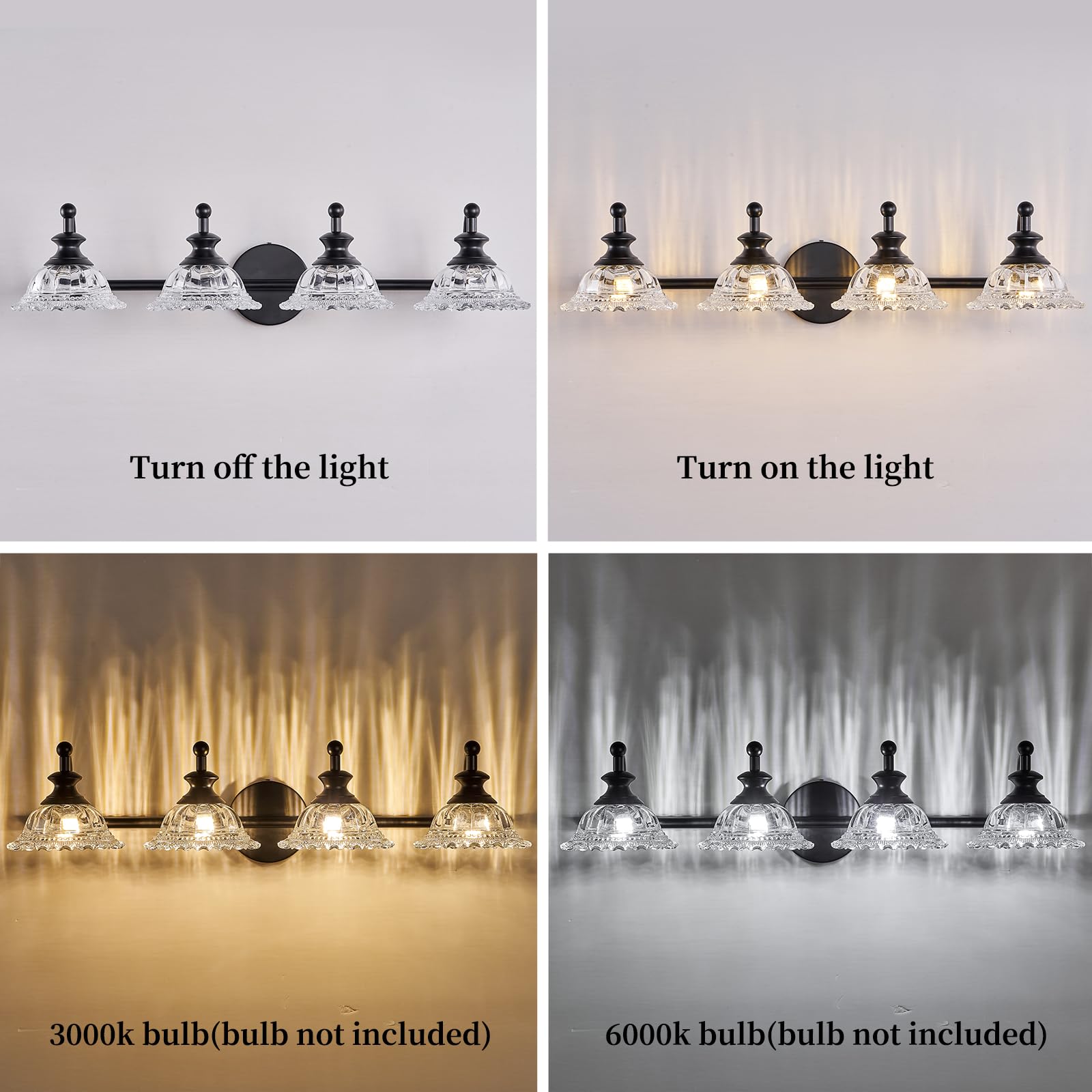 Xiedun Black Bathroom 29.7'' Vanity Light Farmhouse Vanity Lights Vanity Lighting Fixtures