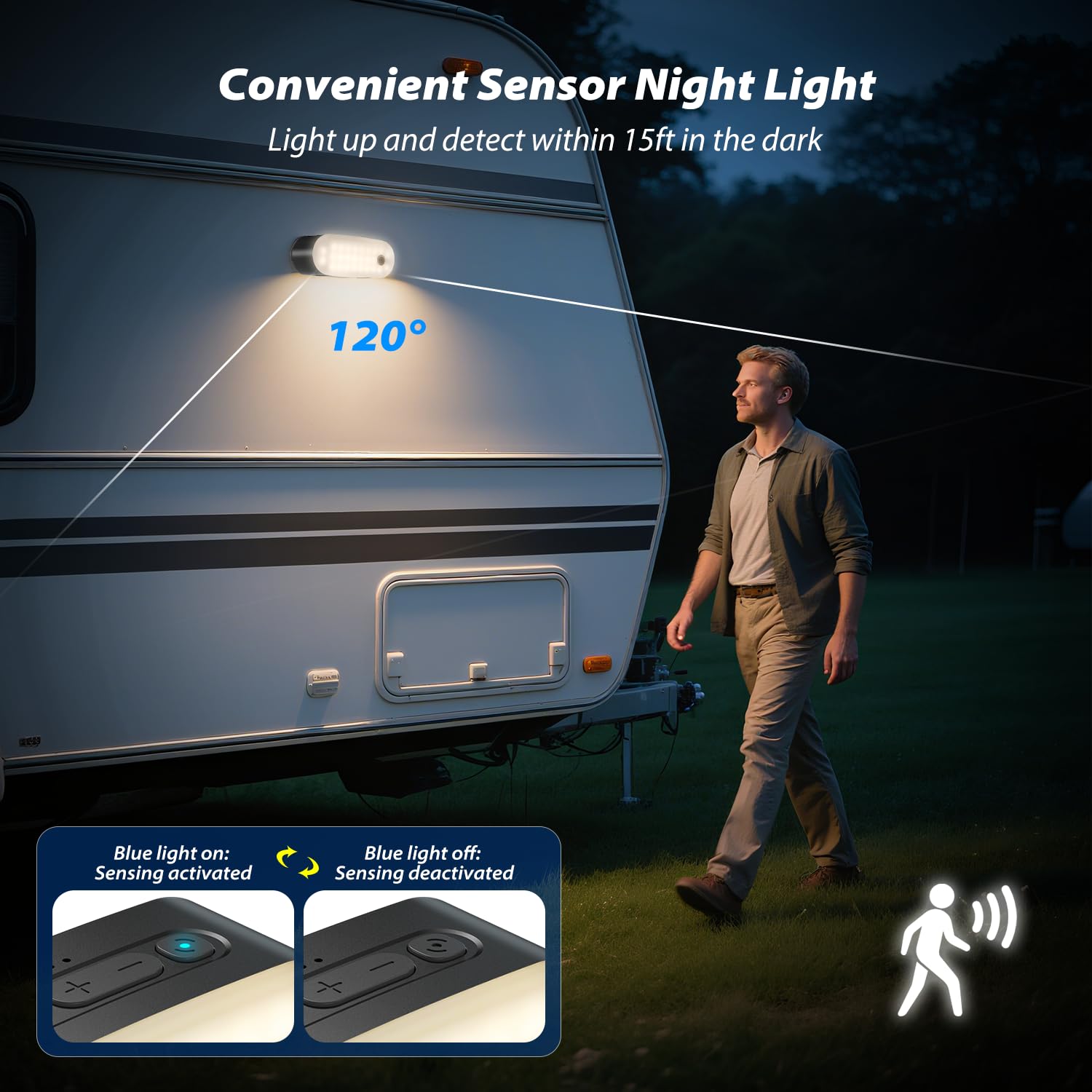 Clemas Motion Sensor Camping Lantern, Rechargeable, IPX5 Waterproof, Gray, Model F3, 2 Pack