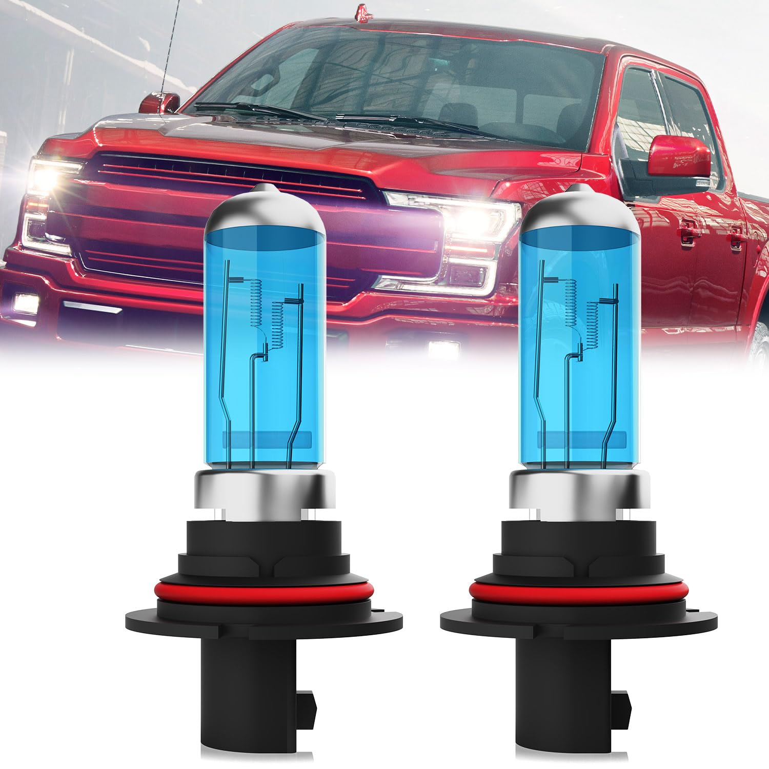 LECCIBUB Headlight Bulbs Compatible With Ford F150 1992-1993, 9007 High Low Beam Halogen Light Bulb Combo, Super Bright 6000K Wh