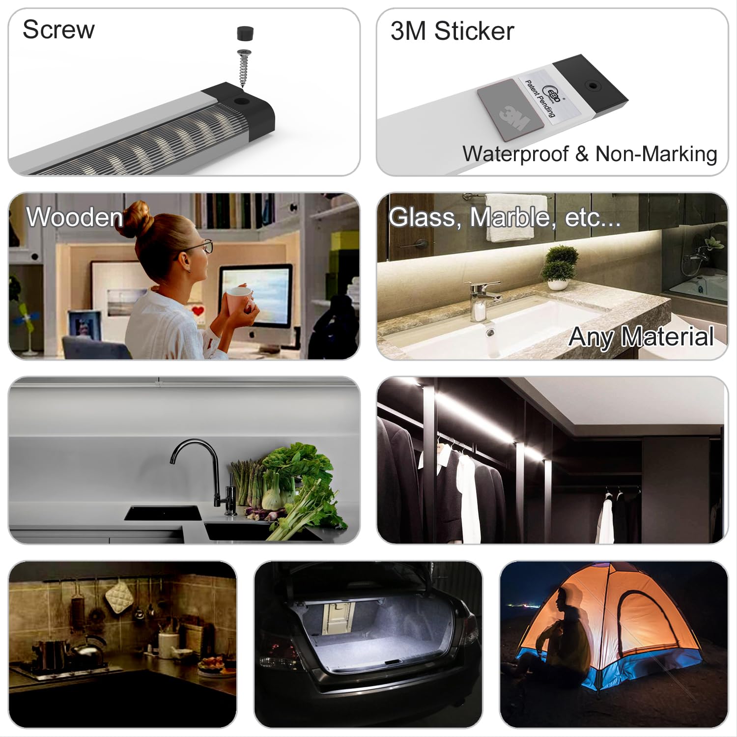 Ebd Led Under Cabinet Lighting Bar Built-In Adjustable Cable Neat Install Under Counter Lights For Kitchen Closet Shelf Workbenc