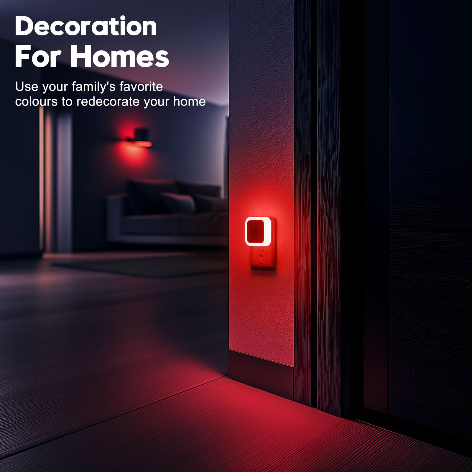 Sujeet Night Light Plug into Wall - 8-Pack LED Dusk to Dawn Night Lamp, Red, Model NO.603, Plastic
