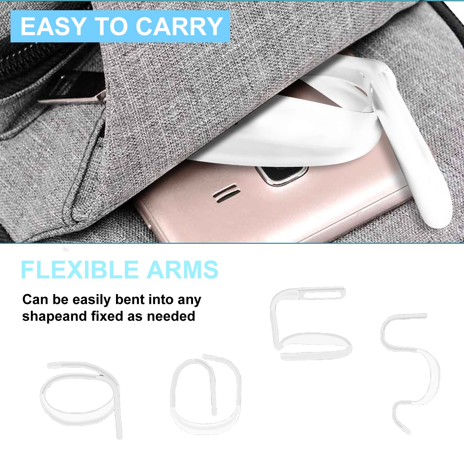 LALAKU LED Neck Reading Light, Adjustable Brightness, 3 Color Options, 1PCS, White, Model GH-8