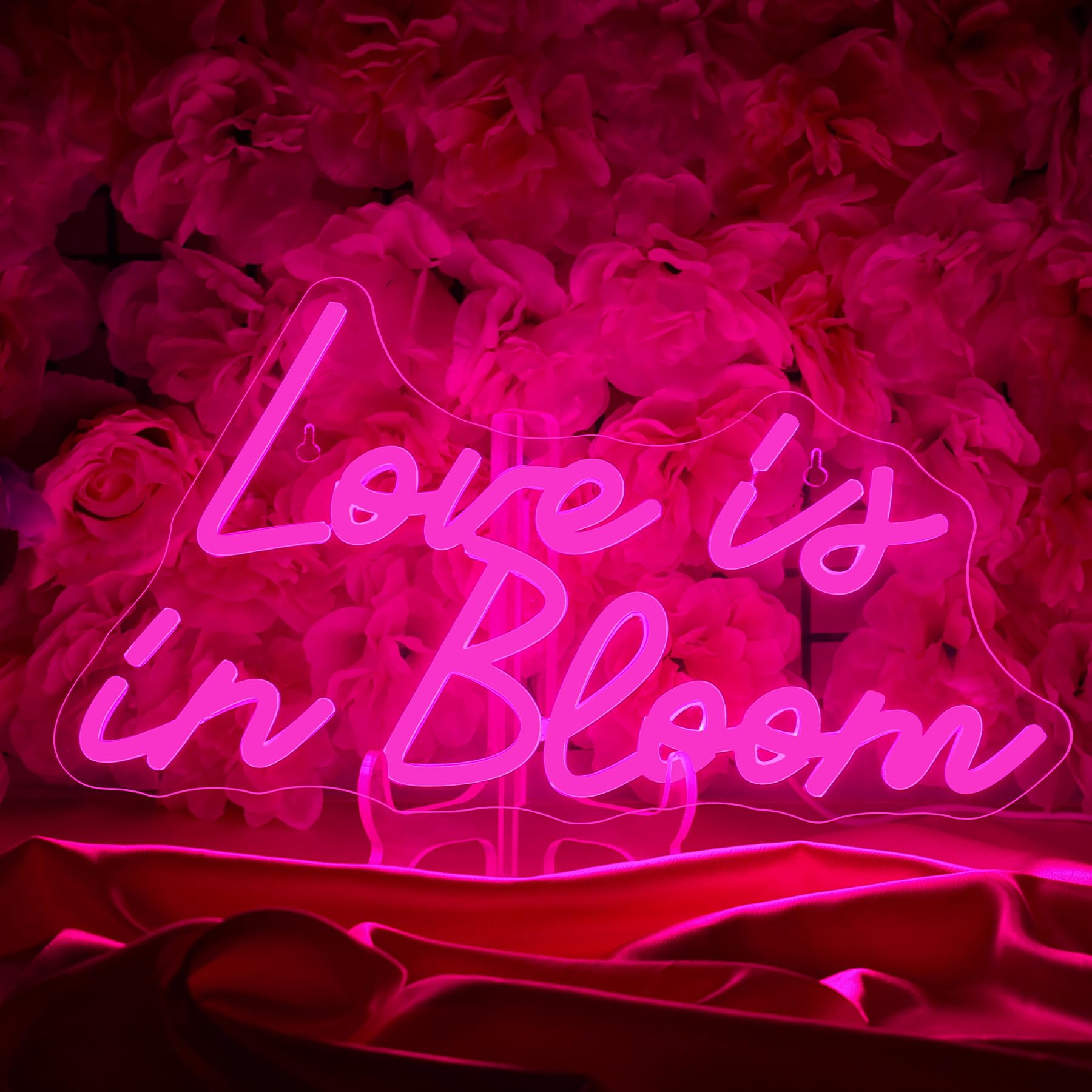 Nosun Love Is In Bloom Neon Sign For Wall Decor Dimmable Led Lights Signs Letters Signs For Bridal Shower Pink Neon Light Room Decor For Wedding Engagement Birthday Party Gift
