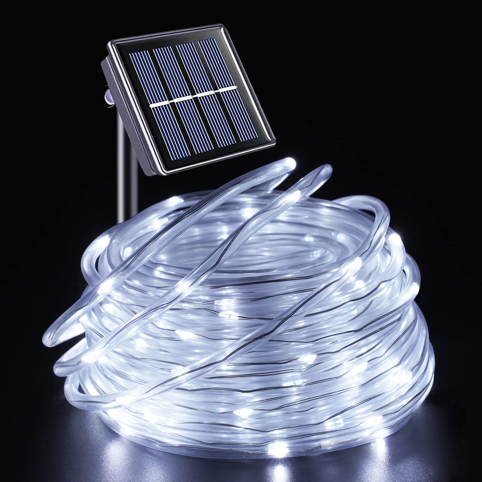 YEGUO Solar String Lights, 72ft 200 LED, Waterproof, White PVC Tube
