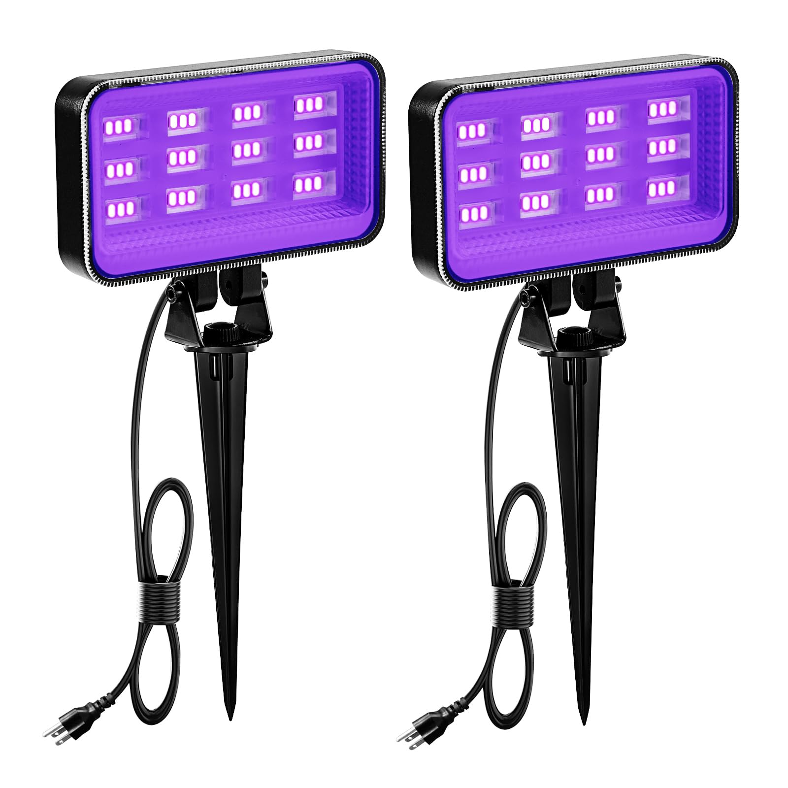 Waygor 30W Black Light Spotlight - IP66 Waterproof LED, 395nm, 2 Pack, Black