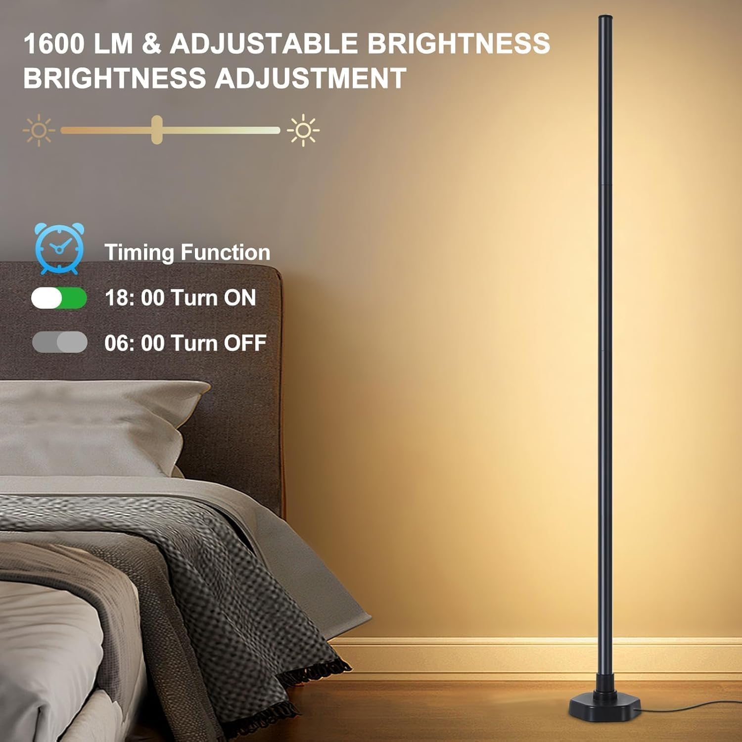 YTDRGB Corner Floor Lamp - Smart RGB LED, 16 Million Colors, Music Sync, Silicone & Aluminum, Model YTD-FL-004, RGBW