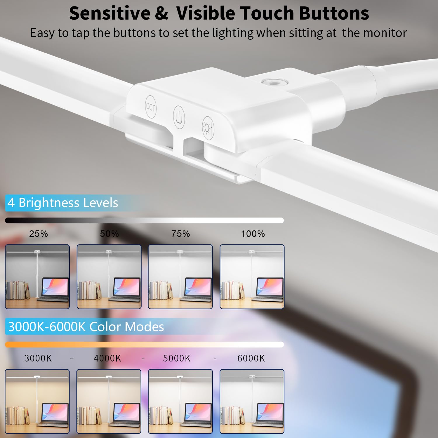 Kablerika Desk Lamp,Double Head Led Desk Lamp With Clamp,Architect Desk Lights For Home Office,Eye-Caring Desktop Office Lamp 4-