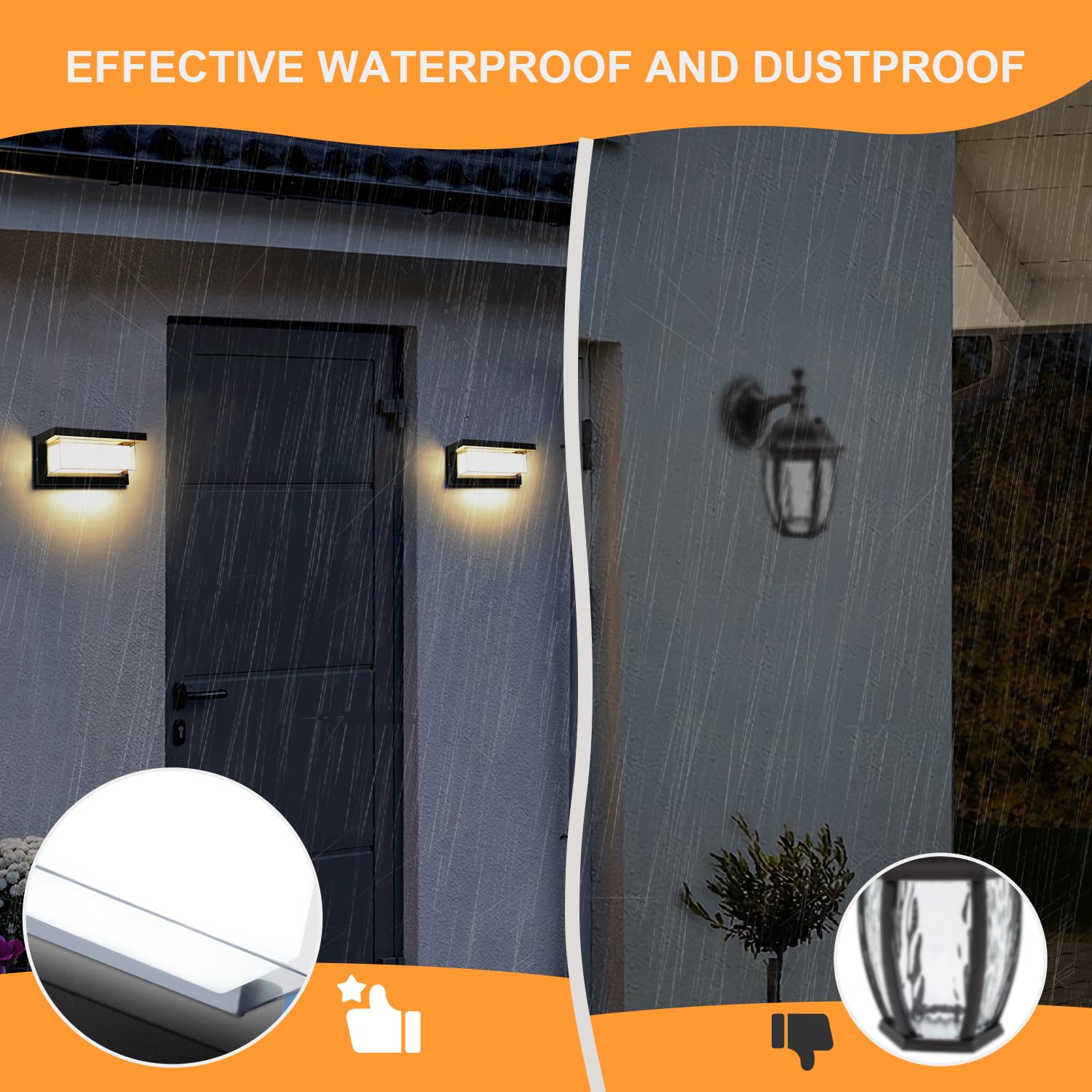 Biritalo 2 Pack Led Porch Light Outdoor  18W 1800Lm 3000K Warm White  Ip65 Waterproof Anti-Rust Modern Wall Lighting  Exterior Wall Mount Fixture For Christmas  Garage  Hallway  Backyard