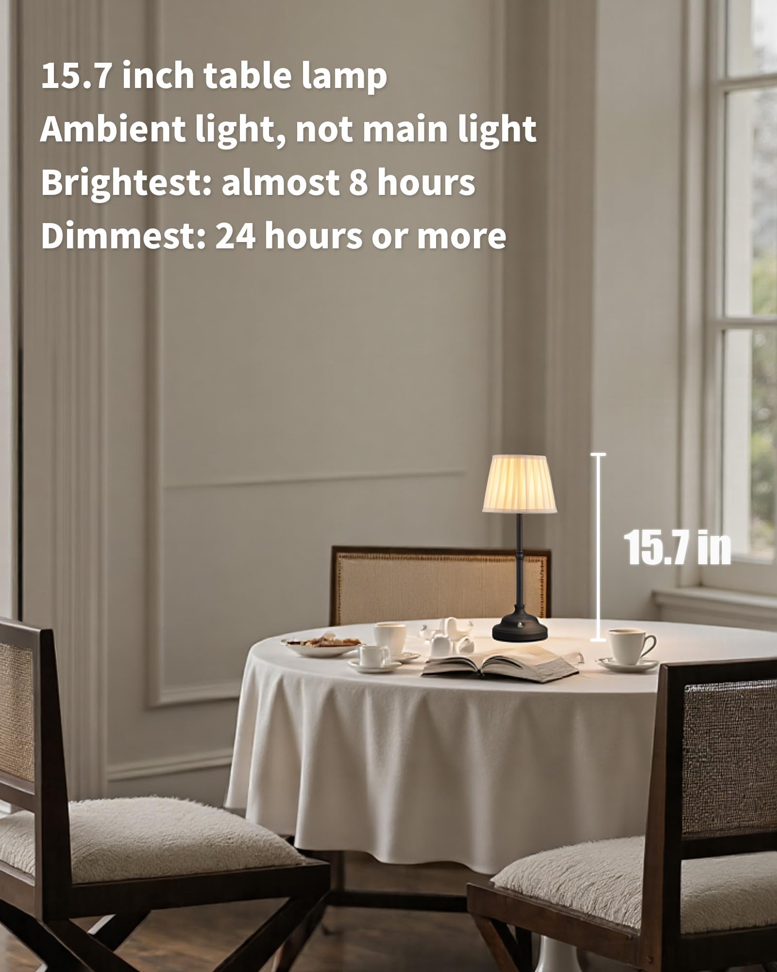 Kdg Cordless Led Table Lamp, Portables Fabric Shade Desk Lamps, 4000Mah Rechargeable Battery Powered Lighting, Dimmable Light Fo