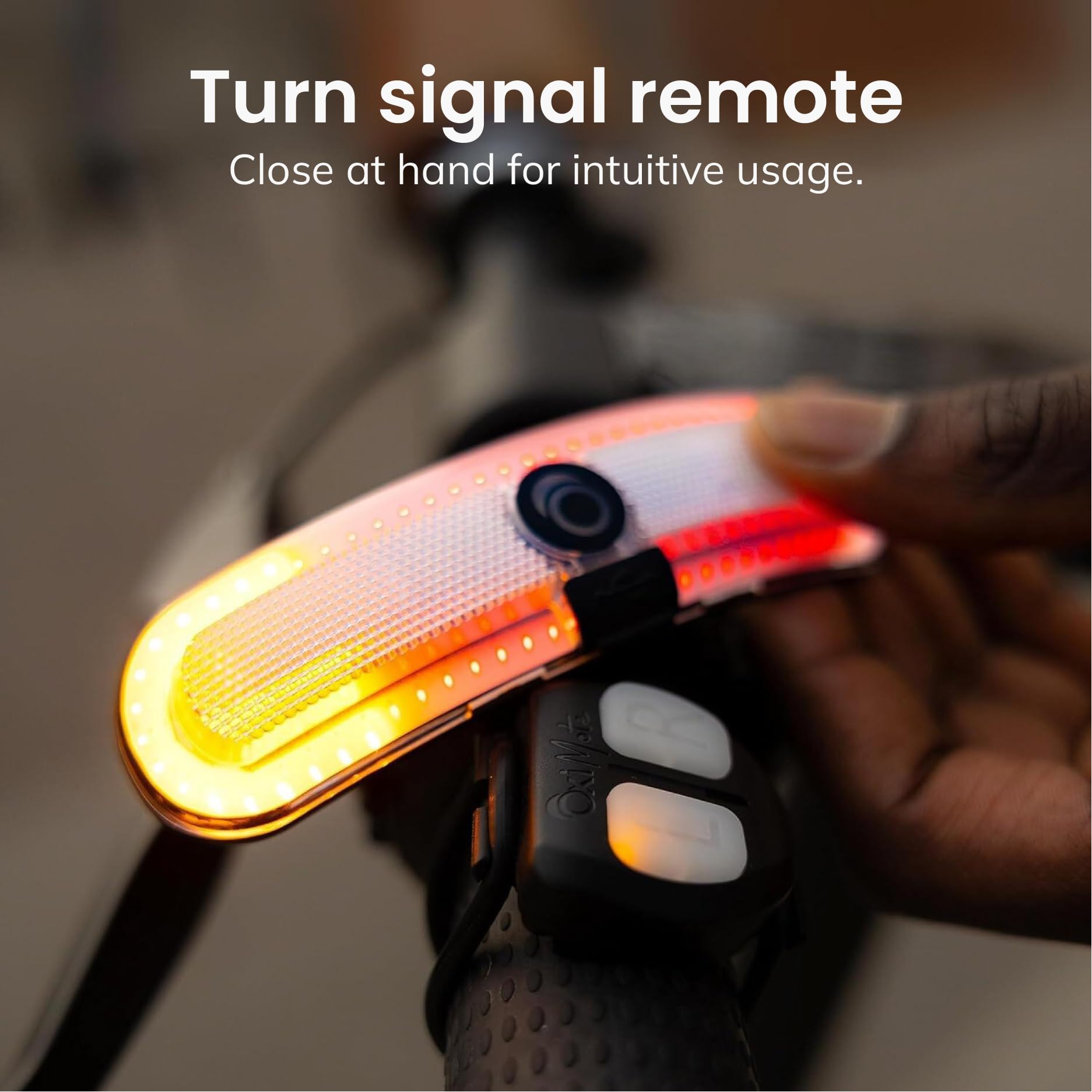 Overade - Turn Lighting - Right/Left Turn Signals with OxiMote Remote Control for Bicycle, Scooter or Helmet - 5 Red Modes (Ligh