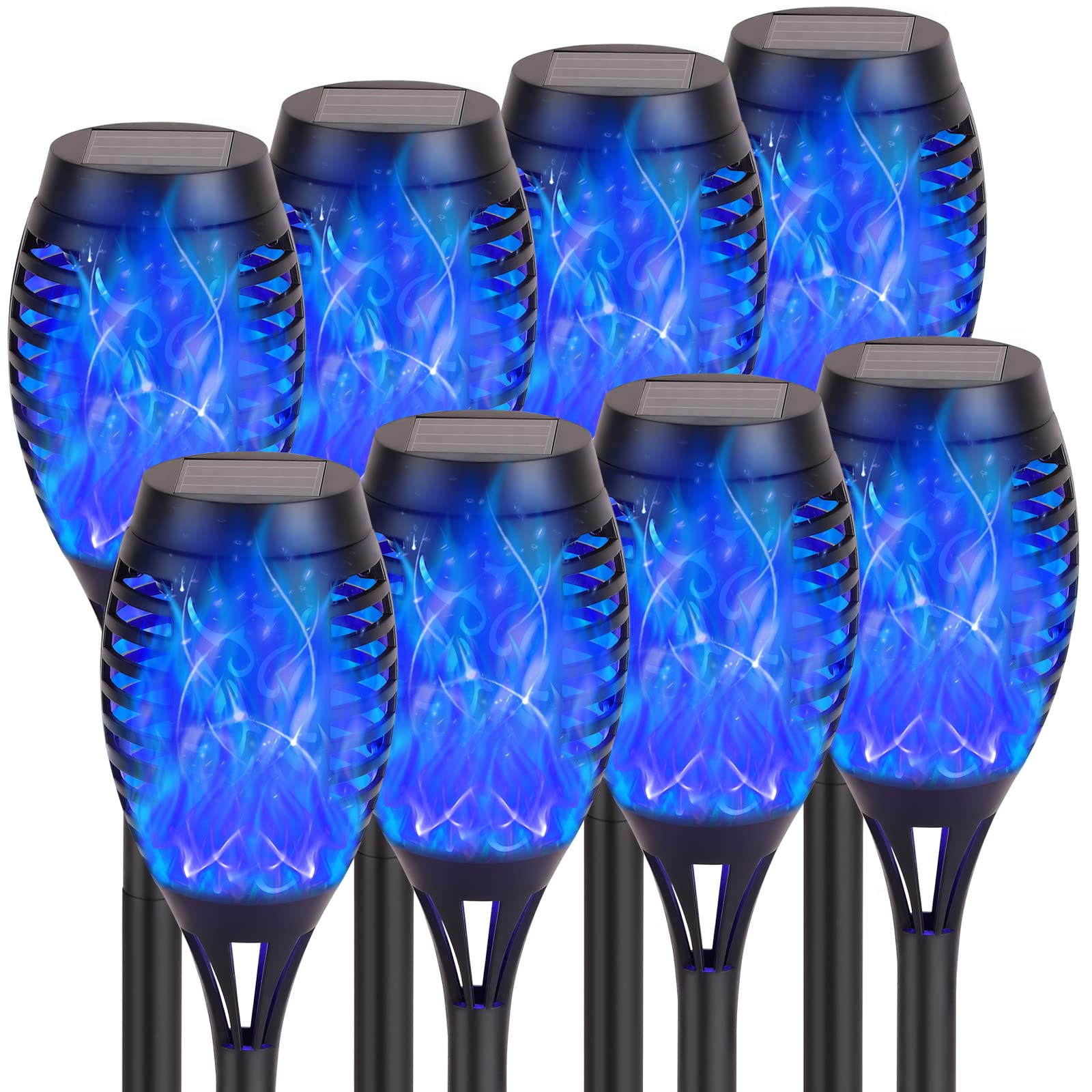 Ridalux Solar Lights Outdoor, 8Pack Solar Torch Light With Flickering Flame For Garden Decor, Waterproof Outdoor Lighting Landsc