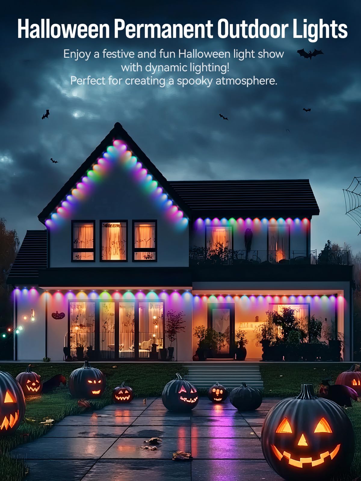 Permanent Outdoor Lights, 50Ft Smart Rgbicw Outdoor Lights With 30 Triple-Led Eaves Lights, Diy Scene Modes Ip67 Waterproof Outd