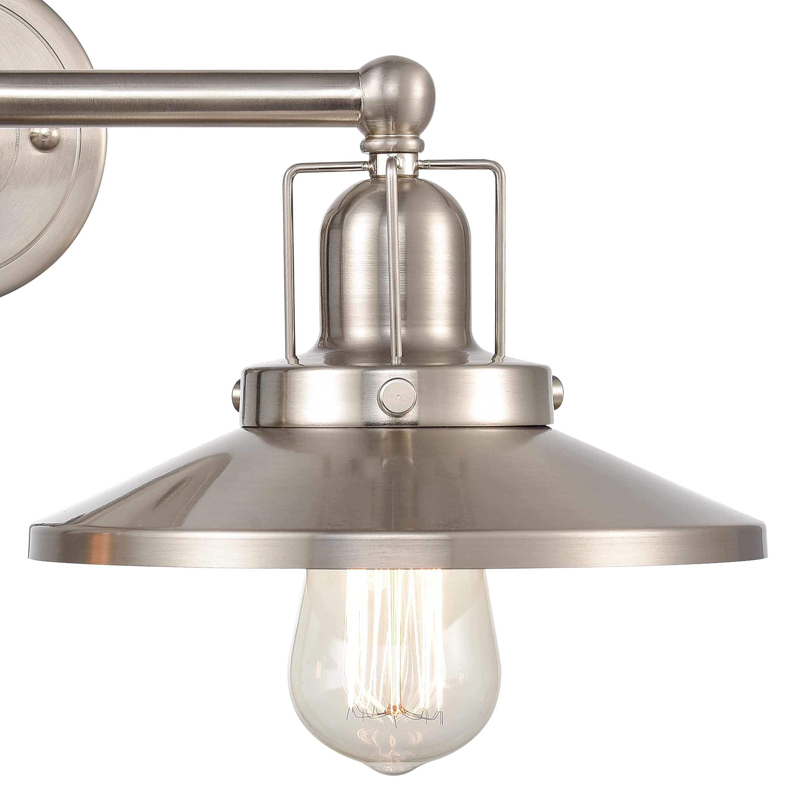 Elk Home 2-Light English Pub Vanity Light, Satin Nickel Metal Shade, Transitional Style