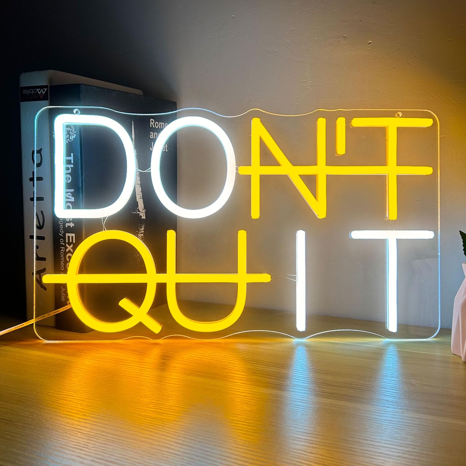HAJAE Neon Sign, LED Wall Decor, Dimmable, Acrylic, 15.7 x 9 inches, Yellow/White