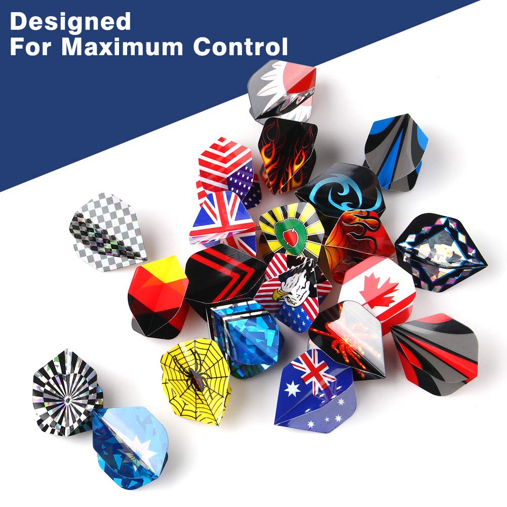 Tezoro Standard Dart Flights sets 30 sets 90 pcs Durable Replacement Dart Accessories Parts Supplies, Rich Variety of Designs Ta