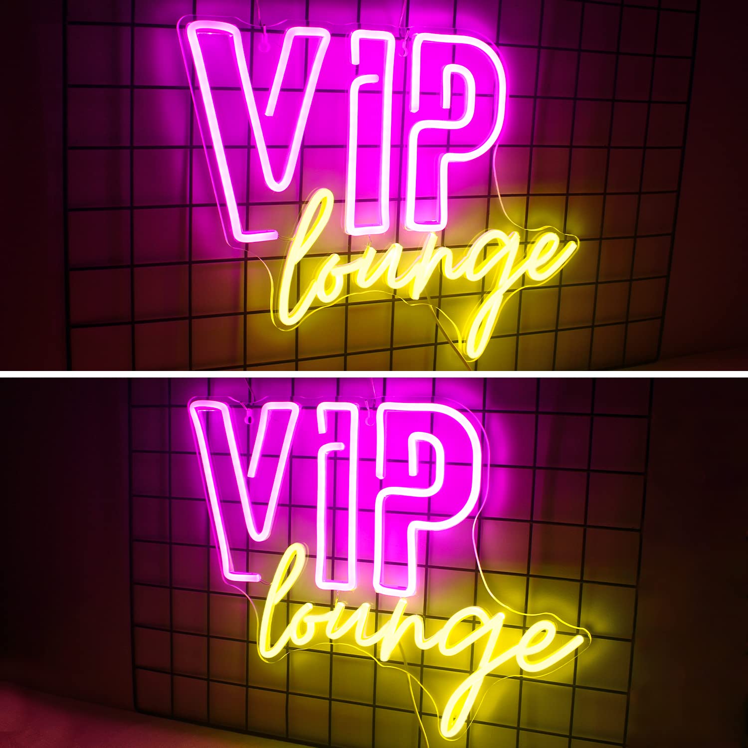 Horseneon Neon Wall Sign - LED Light Up Decor for Bar, Cafe, Hotel - 12.6L x 16.5W - Pink & Yellow Acrylic