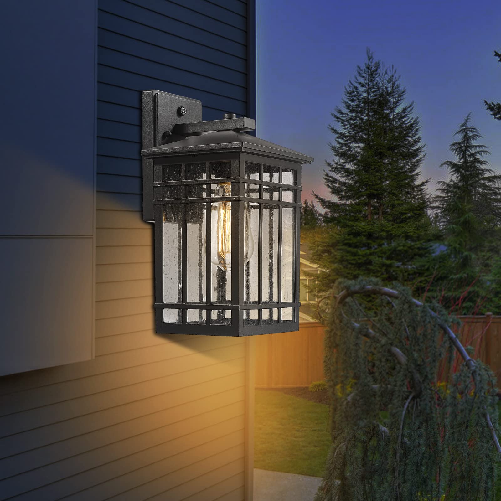 Rosient Dusk To Dawn Outdoor Wall Lantern Exterior Wall Mount Light  1-Light Outdoor Wall Lighting Fixture For Porch Garage  Patio  Hallway And Entryway (Black-Wall Light  1 Pack) Ddams-W18