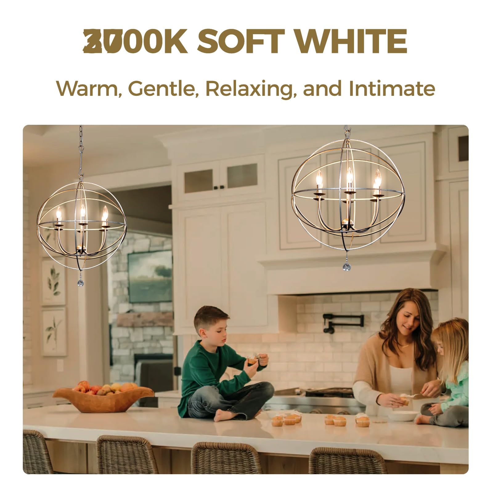 Hizashi E12 Candelabra Bulb 40 Watt Equivalent, Dimmable Candelabra Led Light Bulbs Soft White 3000K, 90+Cri 4W 450Lm B10 Led Ca