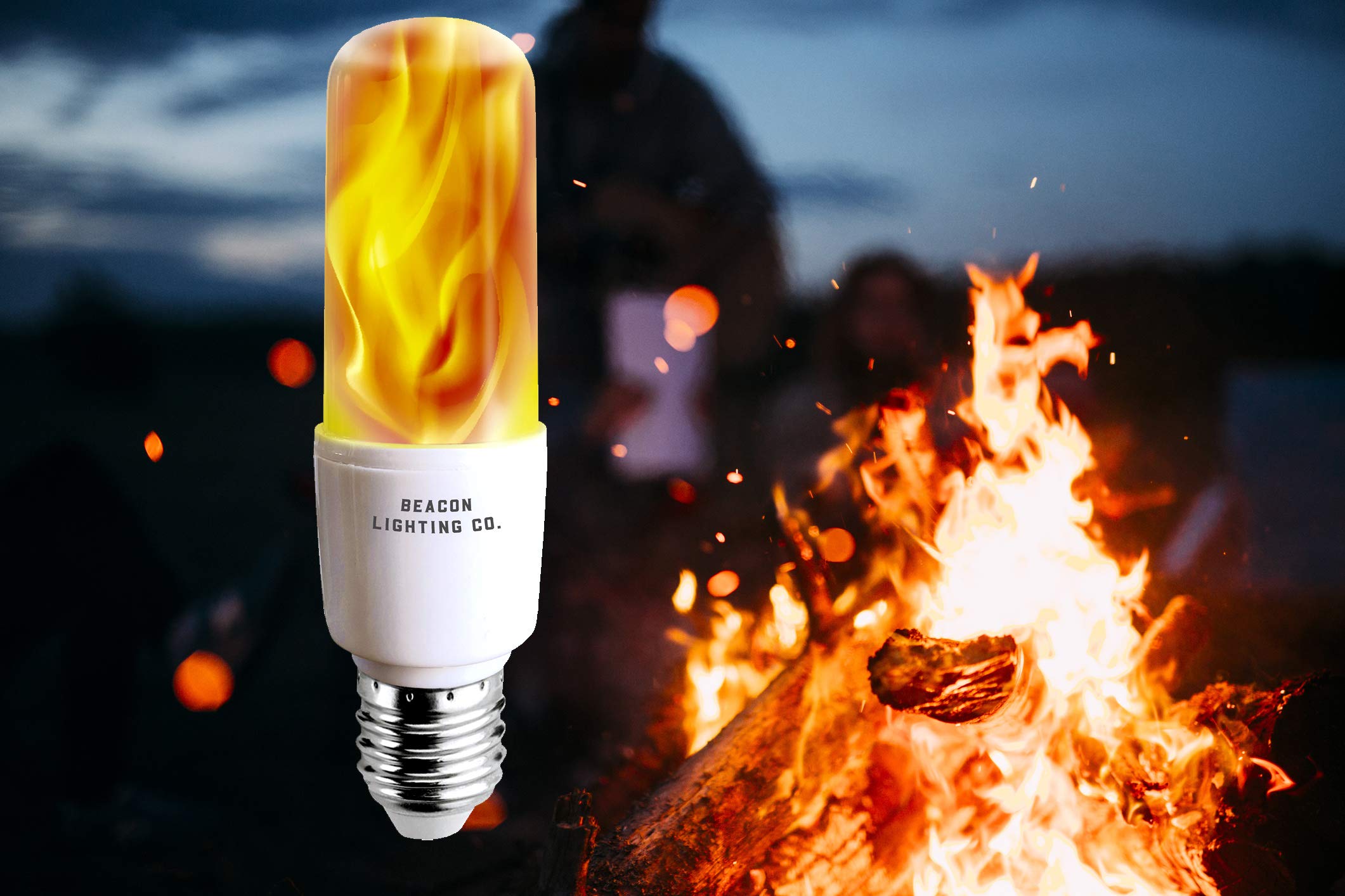 HoogaLife E26 LED Flame Light Bulbs, Warm Flickering Effect, 2 Pack, Copper, Ideal for Indoor & Outdoor Holiday Decorations