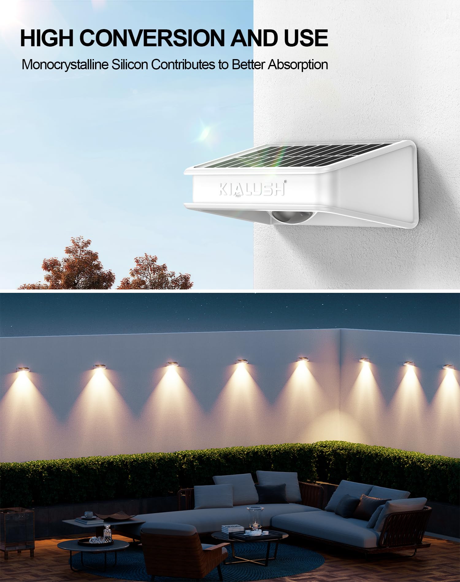 KIALUSH Solar Fence Lights 20 Pack, 3 Modes, Waterproof IP65, 35lm, White