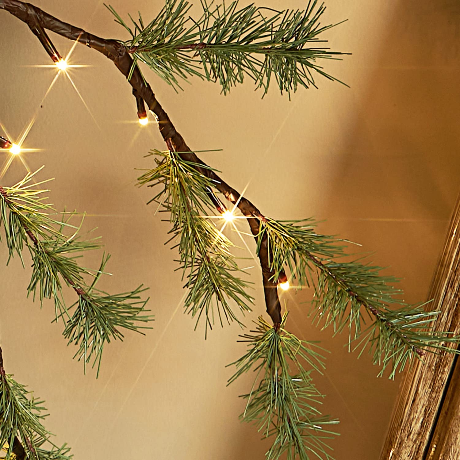 Hairui Lighted Pine Garland Battery Operated with Timer 6FT 48 Lights, Christmas Garland with Lights for Indoor Outdoor Home Hol