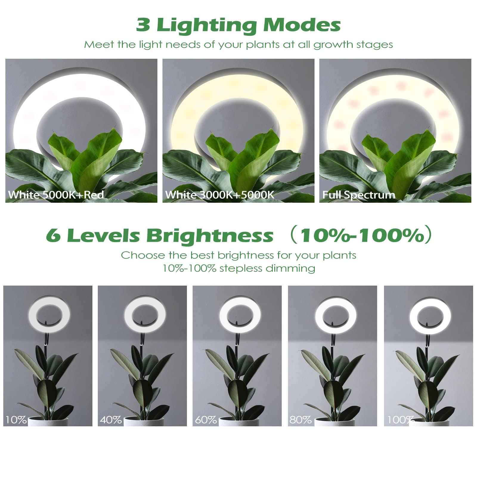 Pronoro Led Grow Light With Stand, Full Spectrum, Auto Timer, 63&quot; Adjustable, 6 Dimmable Levels