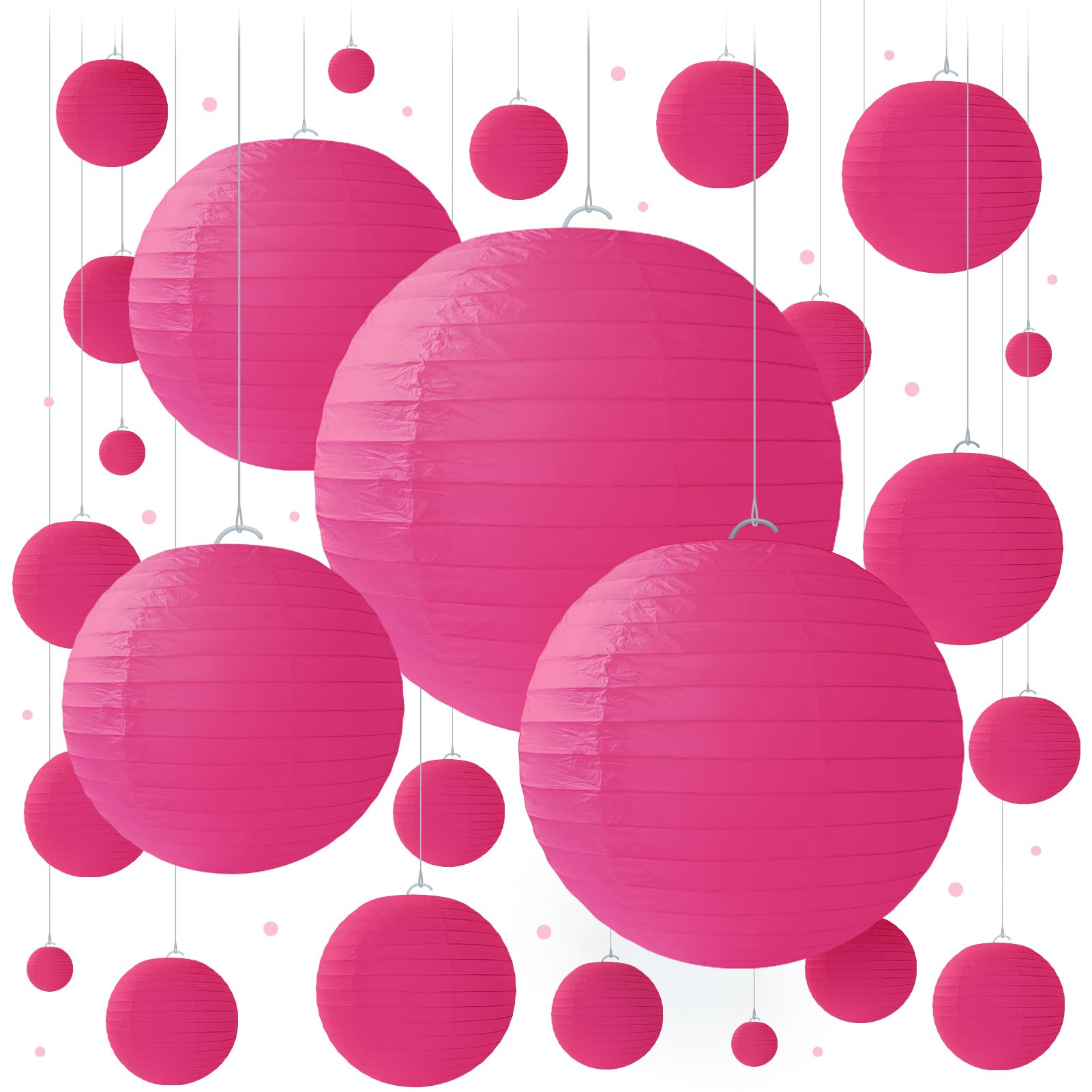 Hot Pink Paper Lanterns - 25 Piece Set - Hot Pink Party Decorations For Birthdays, Weddings And Special Occasions By Avoseta