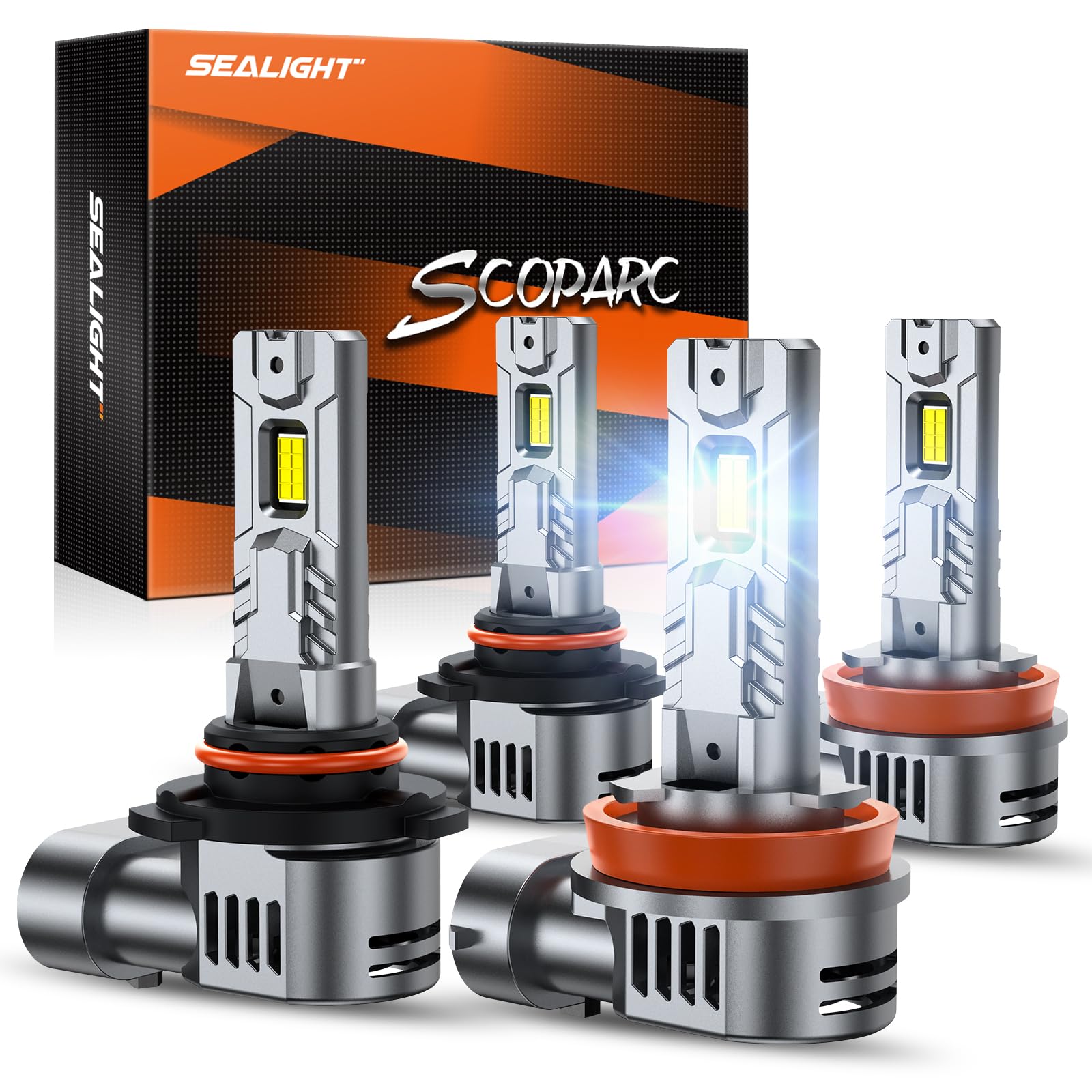 SEALIGHT 9005/HB3 H11 Fog Bulb, 46000LM Brightness, Wireless, Quick Installation, Pack of 4, White