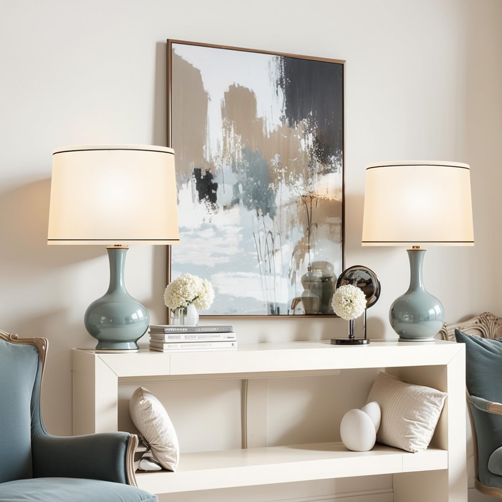 Vevor Lamp Shade 2 Set  11 In Top X 13 In Bottom X 10 In High (Spider Fitter)  Medium Lampshade With Harp  Replacement Lamp Shade For Table & Floor Lamps Pendant Lights  White With Black Edge