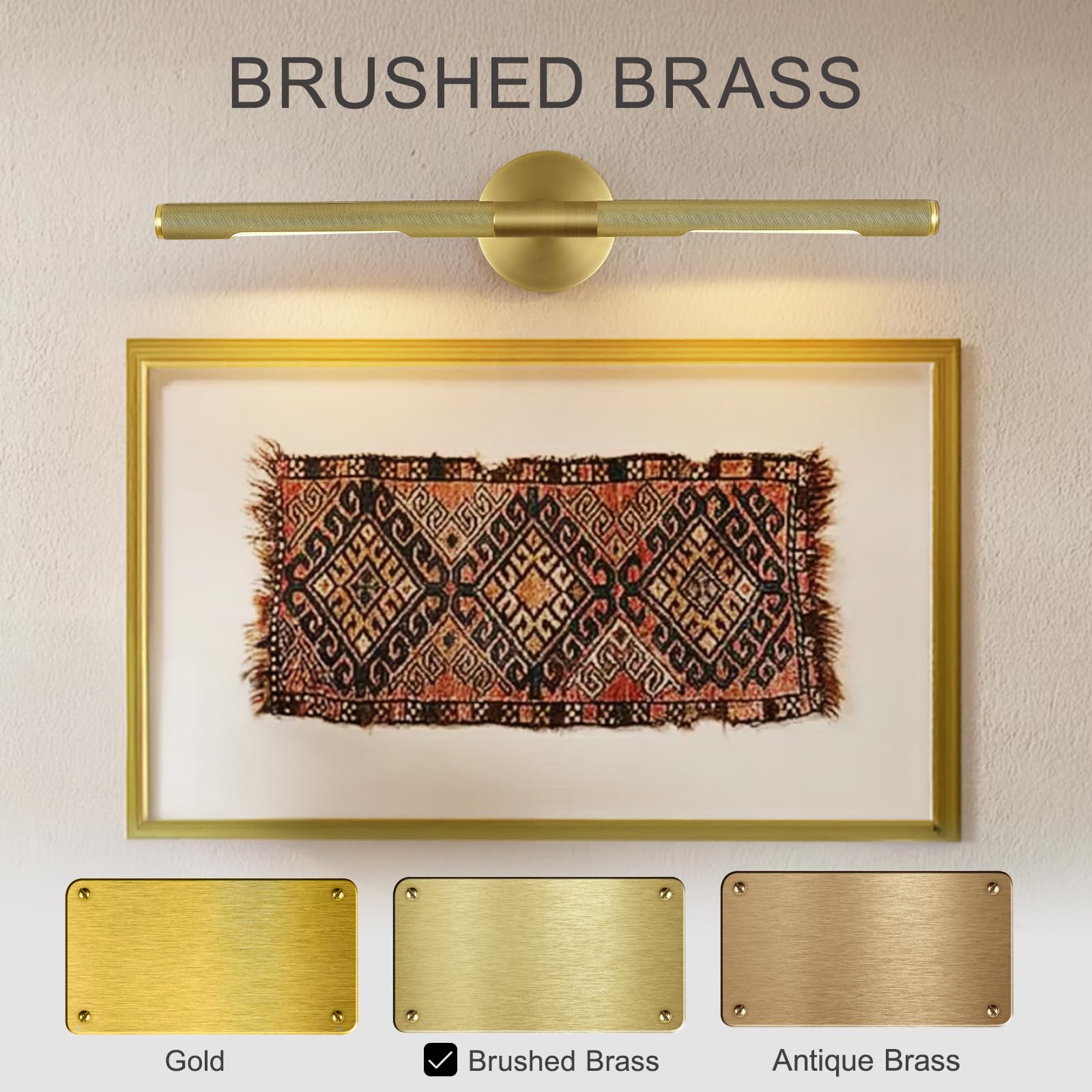 SKFWAITKW Hard-wired Knurled Picture Light, Dimmable 30in Brass Wall Sconce, E12 Bulbs Included, Model BL-sconce