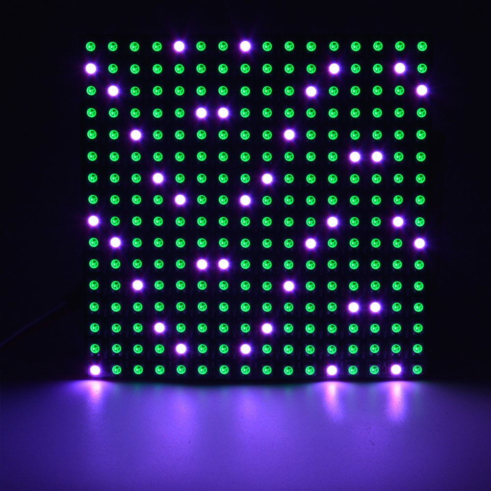 WESIRI 16x16 LED Matrix Panel, 256 Pixels WS2812B, Flexible, Individually Addressable, DC5V, Black