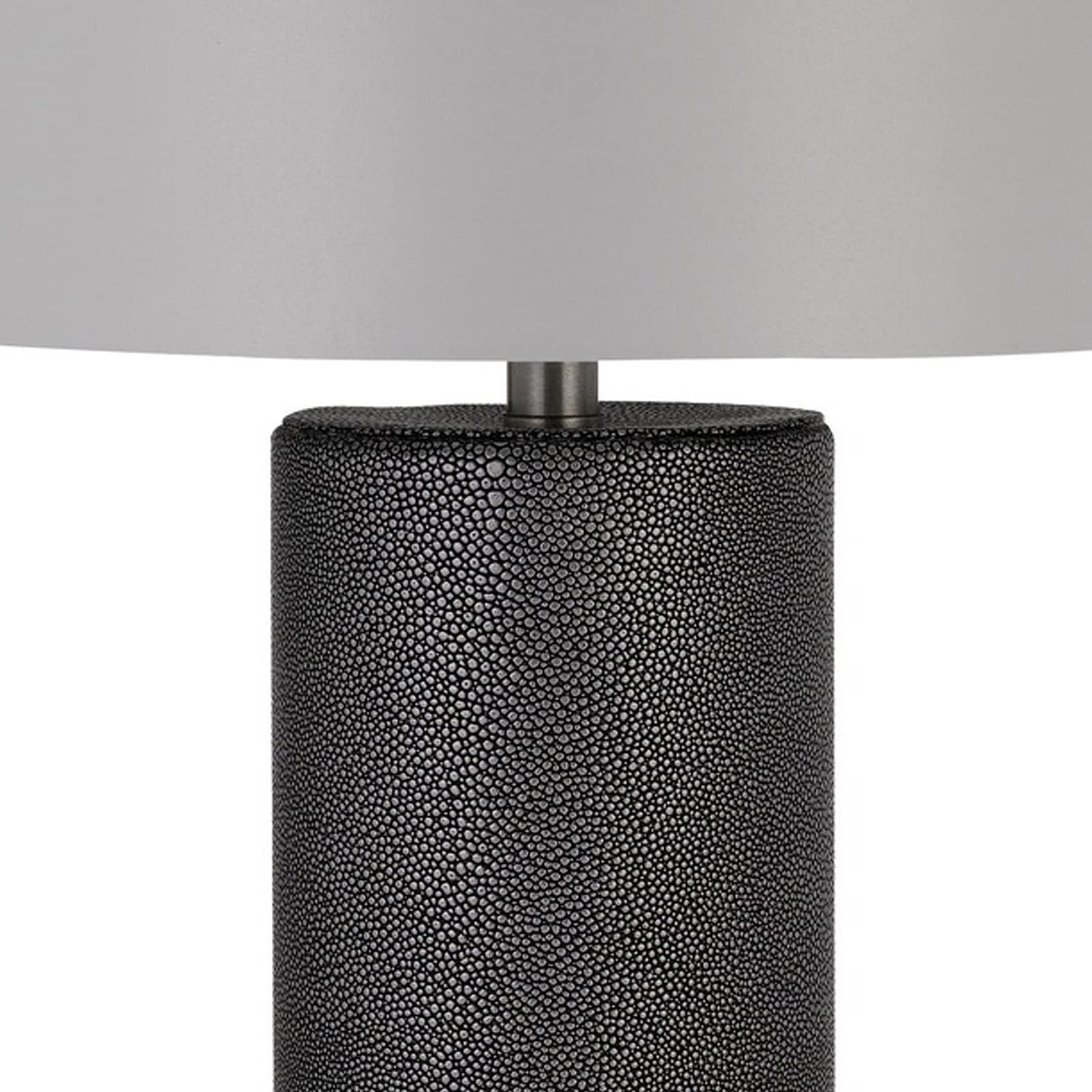 Benzara Ceramic Table Lamp, 27 in., Dimmer, Faux Leather Wrapped, Gray, Model BM272316