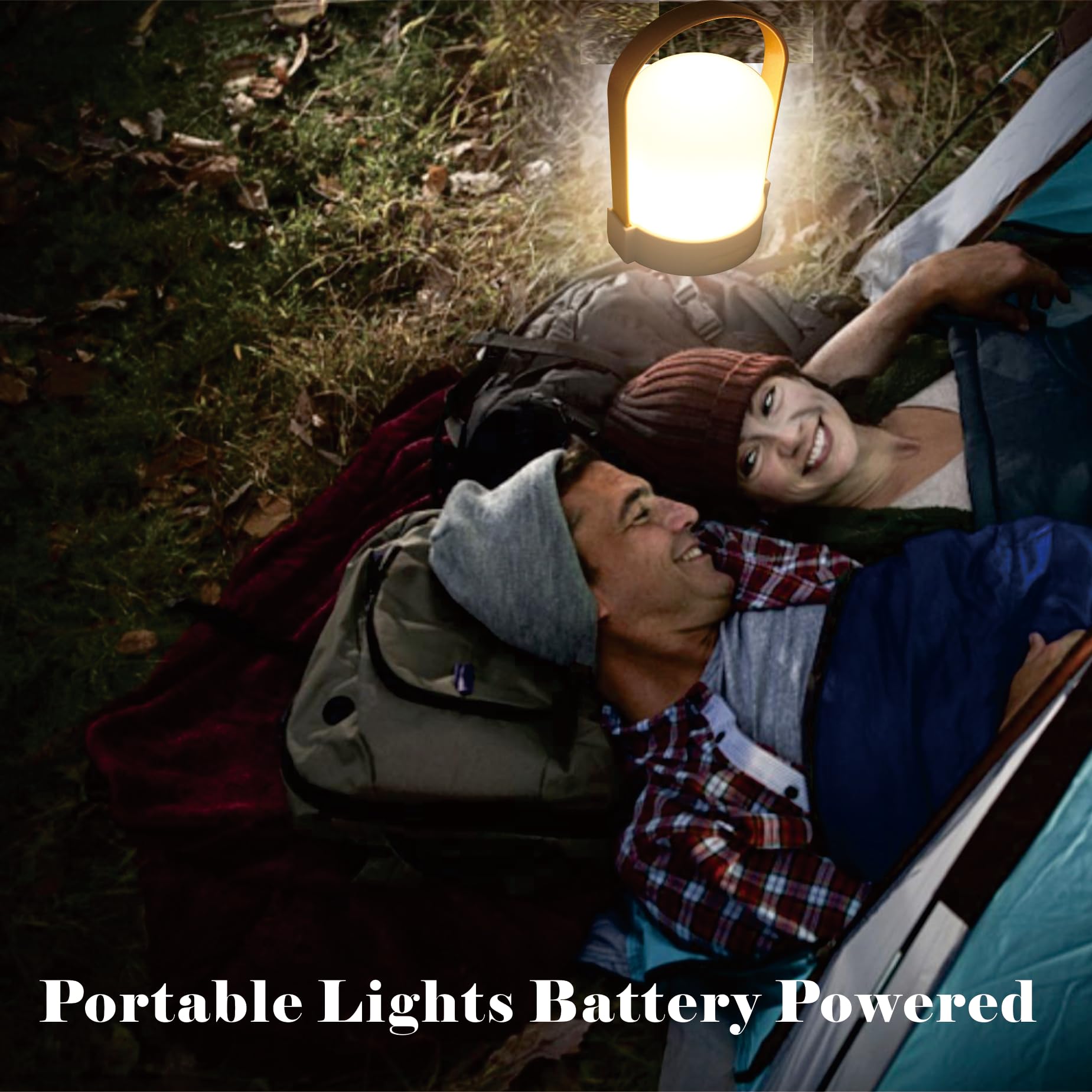 Yoniku Portable Rechargeable Lamp Indoor Outdoor Emergency Light Battery Powered Lamp Outdoor Rechargeable Lamp Handheld Camping Lantern Portable Nightlight Camping Lamp (6.2Inch, Gold Handle)