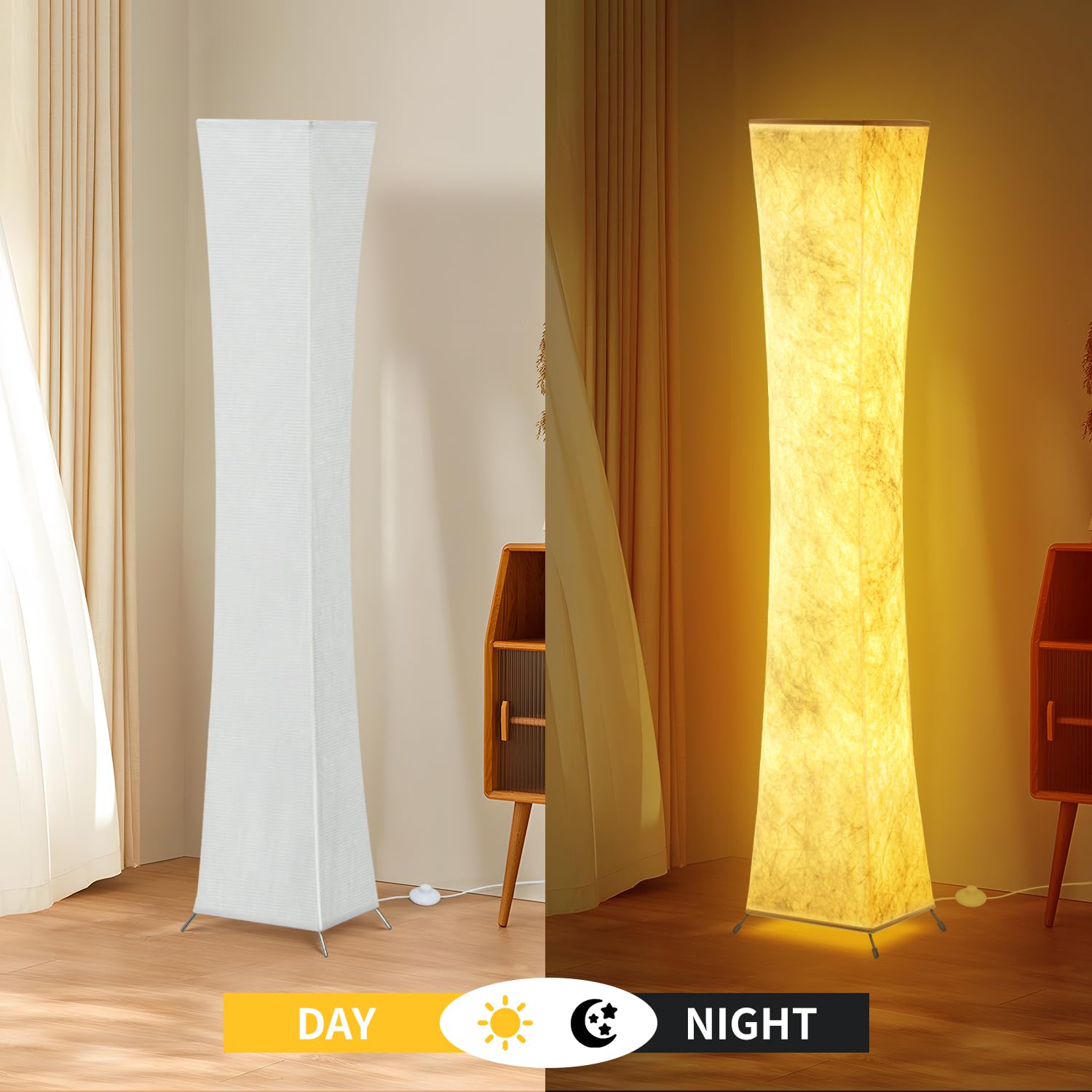 BLUEYE Floor Lamp, 60in RGBW Color Changing, 1800 Lumens, E26 Base, Remote Control, White, Model FL22008