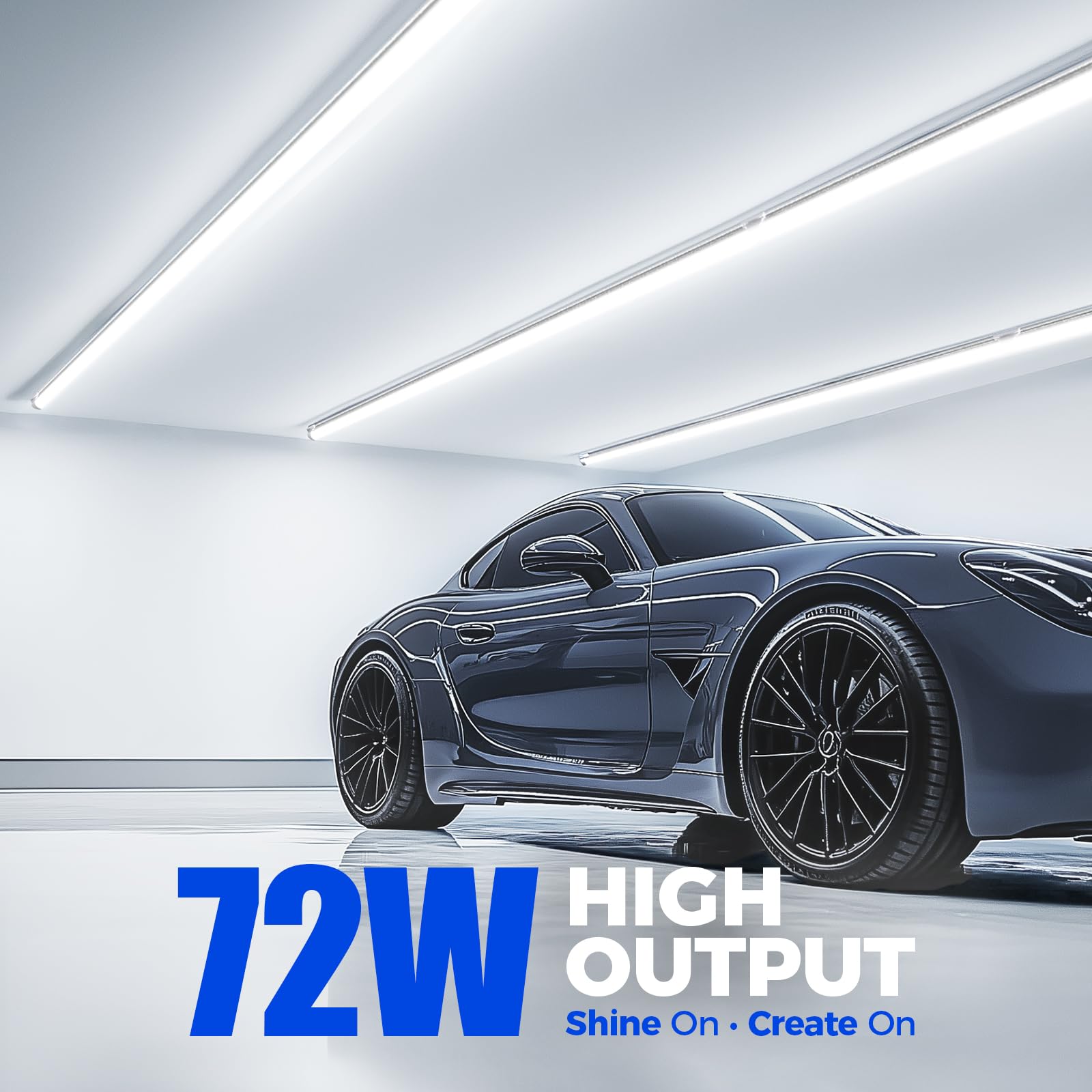 Barrina 8Ft Led Shop Light, 72W 10000Lm 6500K, Clear Cover Linkable Led Tube Lights, Integrated T8 Light Fixture, V Shape Ceilin