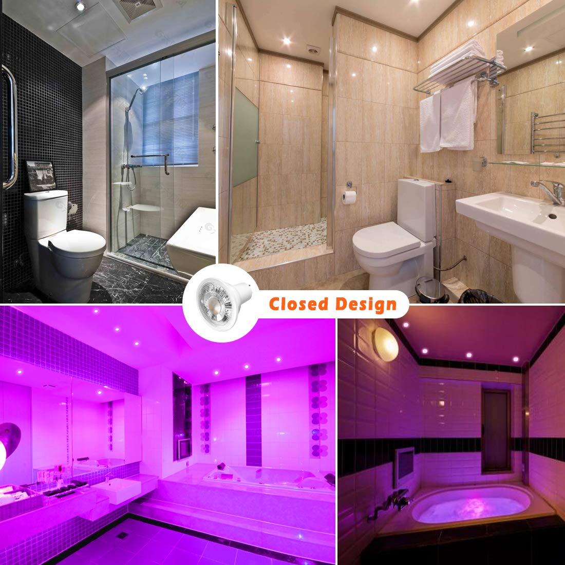 Yangcsl GU10 LED Bulbs, 40W Equivalent, RGB + Warm White, 400LM, 45° Beam Angle, 6 Pack
