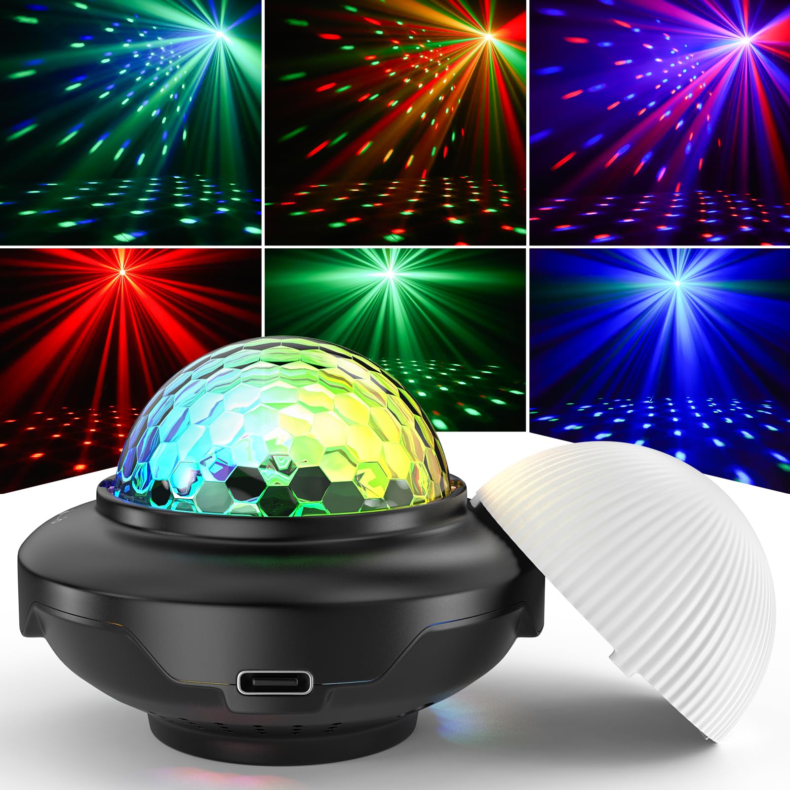 DazzlingStage Rechargeable Disco Ball, Battery Powered Party Lights, Strobe Lights with Auto Sound Activated DJ Lighting for Ind