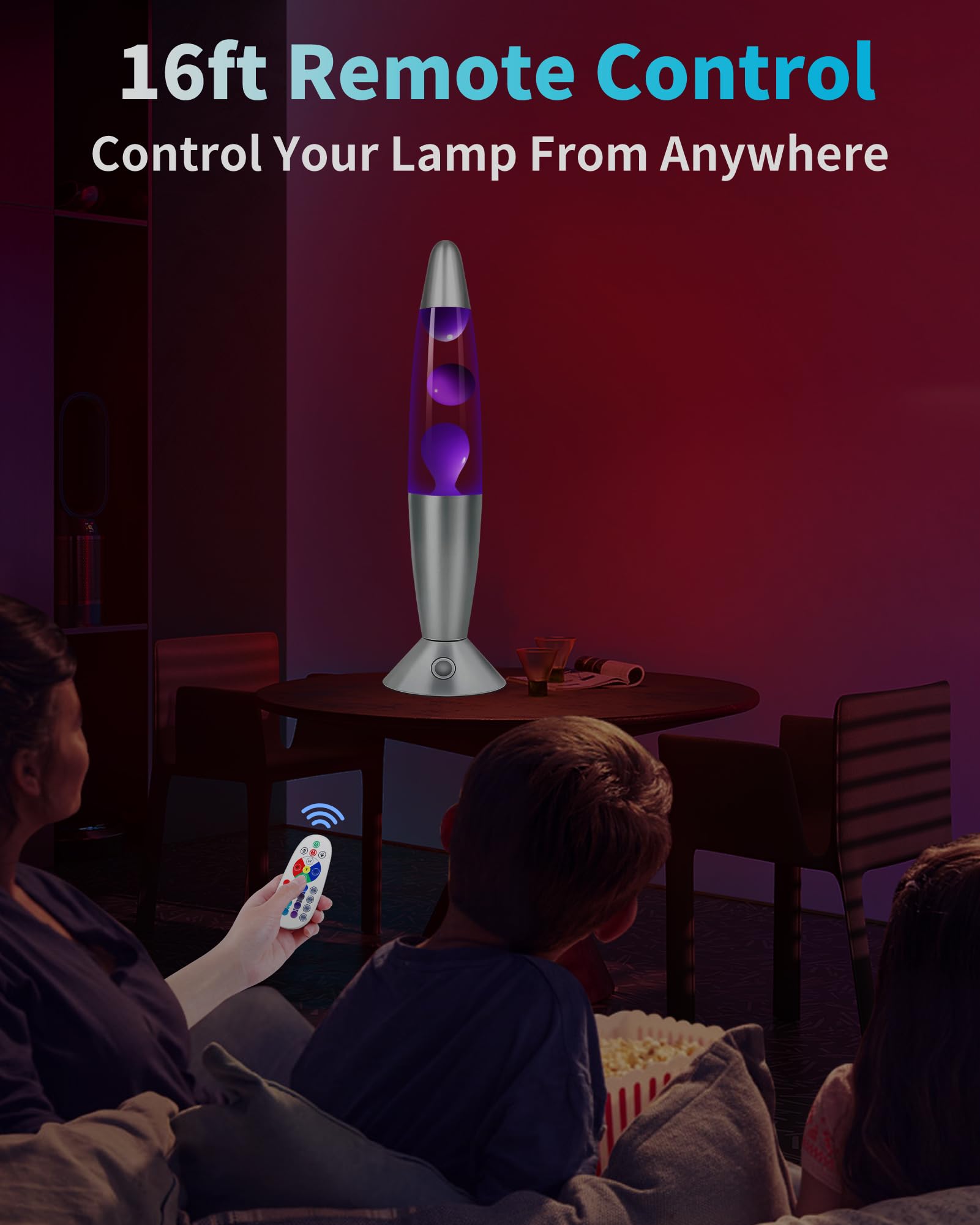 17 Colors Changing Liquid Motion Lamp With Remote: 13.5 Purple Led Night Light For Kids mature-themeds - Relaxing Table Lamp For Bedroom Office - Glitter Mood Lighting For Home Decor Christmas Decorations
