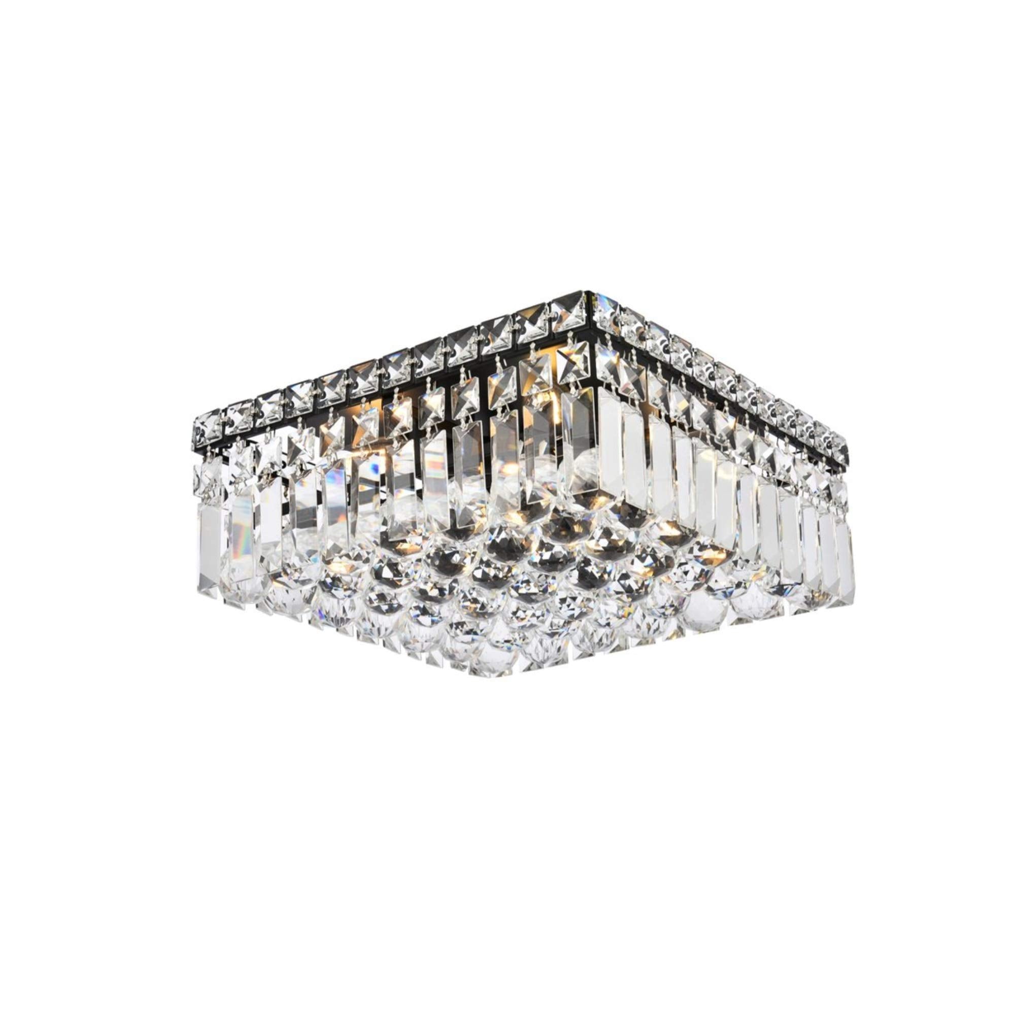 Elegant Value Maxime 4-Light Black & Clear Flush Mount Ceiling Light, 12 Inch