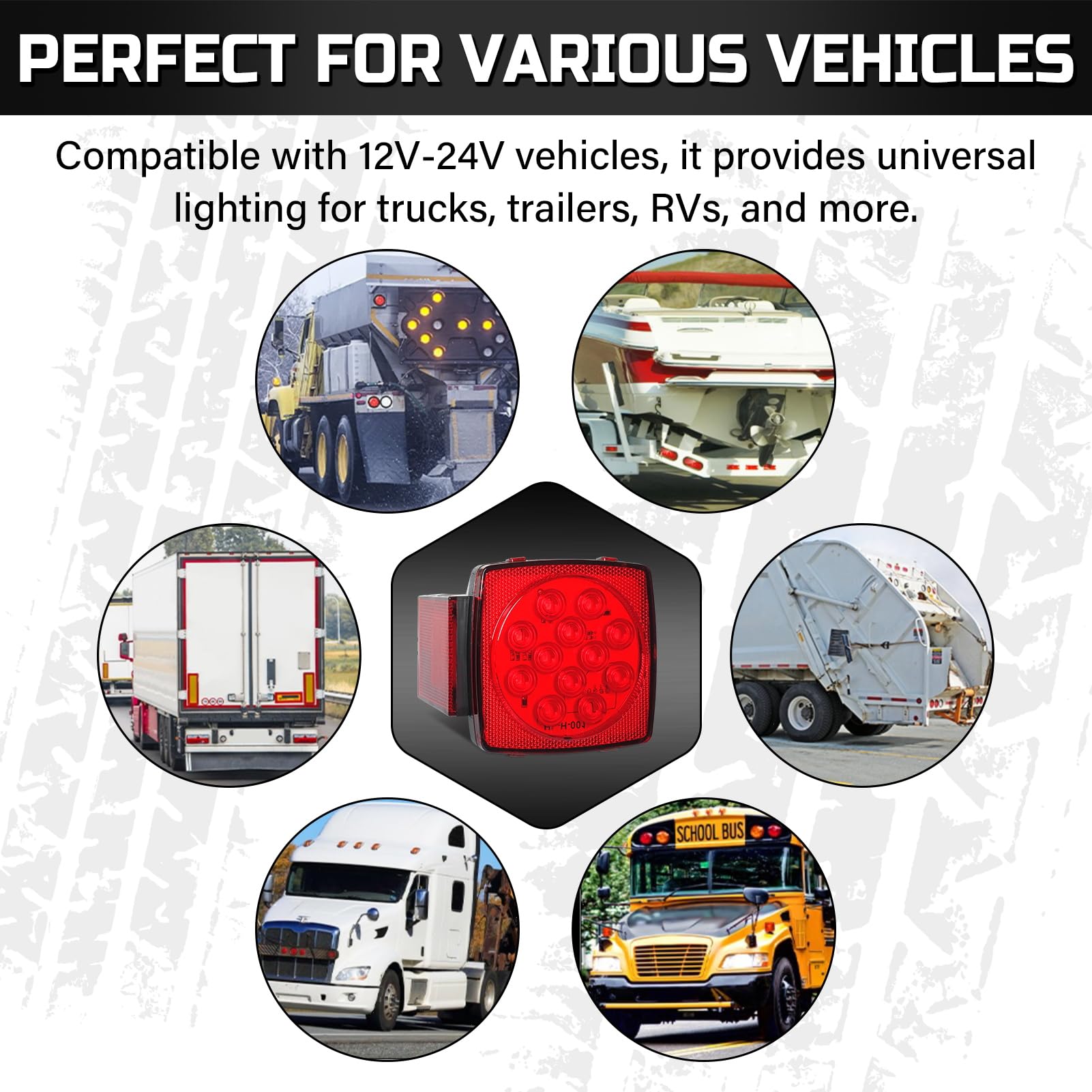 Gonice 2Pcs Square Led Trailer Light Kit, Brake Stop Tail Running License Plate Led Light Lamp For 12V Camper Truck Rv Boat Snow