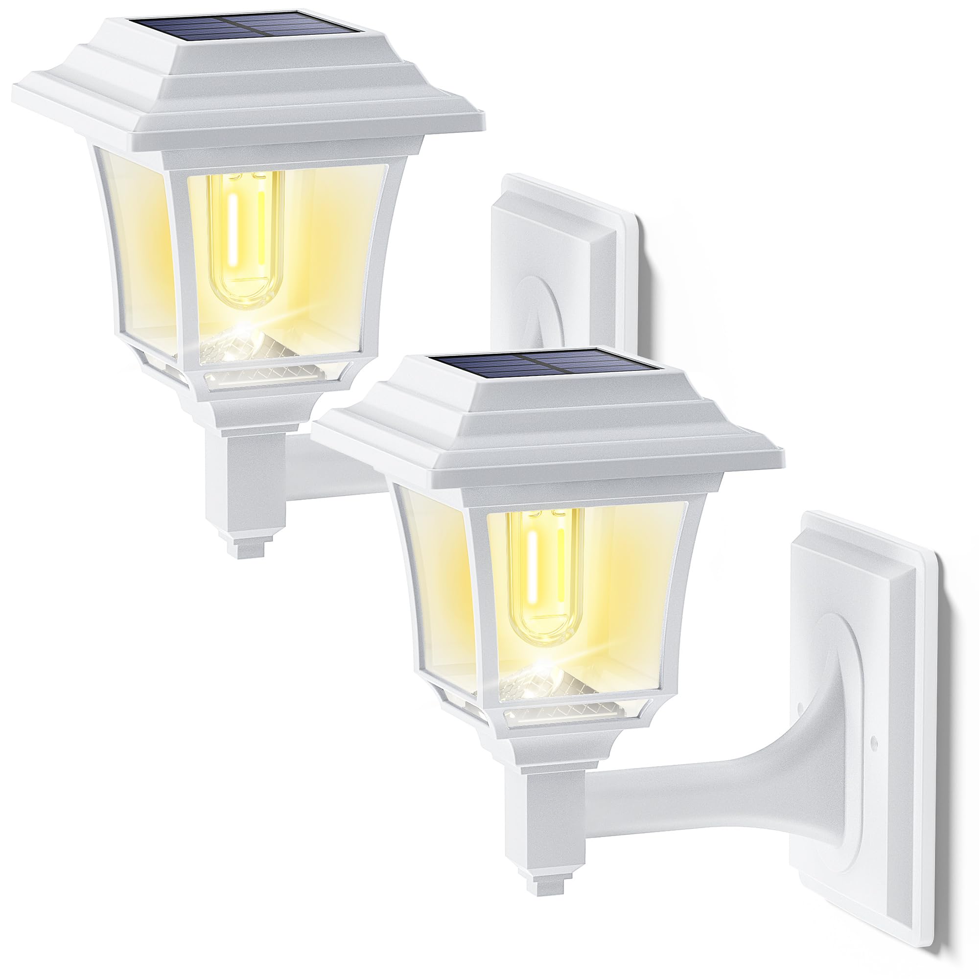 LeiDrail Solar Wall Lantern, Waterproof LED Lights, 15 LM, 2 Pack, Warm/Cold White, Plastic, Outdoor Decor for Garden Patio Yard