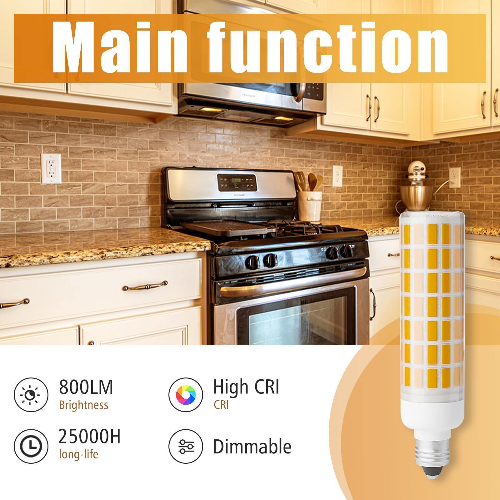 Bonyei E11 Led Bulb 7.5W  Dimmable  75W 100W Halogen Bulb Replacement  E11 Mini Candelabra Base  Replaces T3/T4 Jd E11 Warm White 3000K  For Indoor Decorative Lighting. 2-Pack