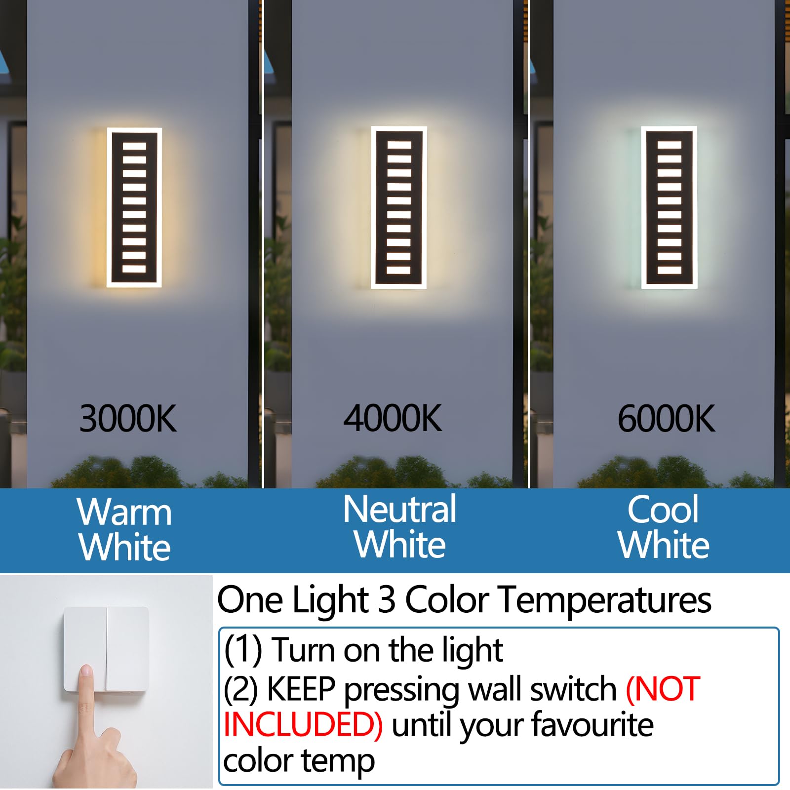 Rosysky Outdoor Wall Sconce 18W Led Exterior Light Fixture 3000-6000K Modern Outdoor Sconce 13.8In Elegant White Acrylic Waterproof Porch Lighiting For Porch Patio House Garage Courtyard