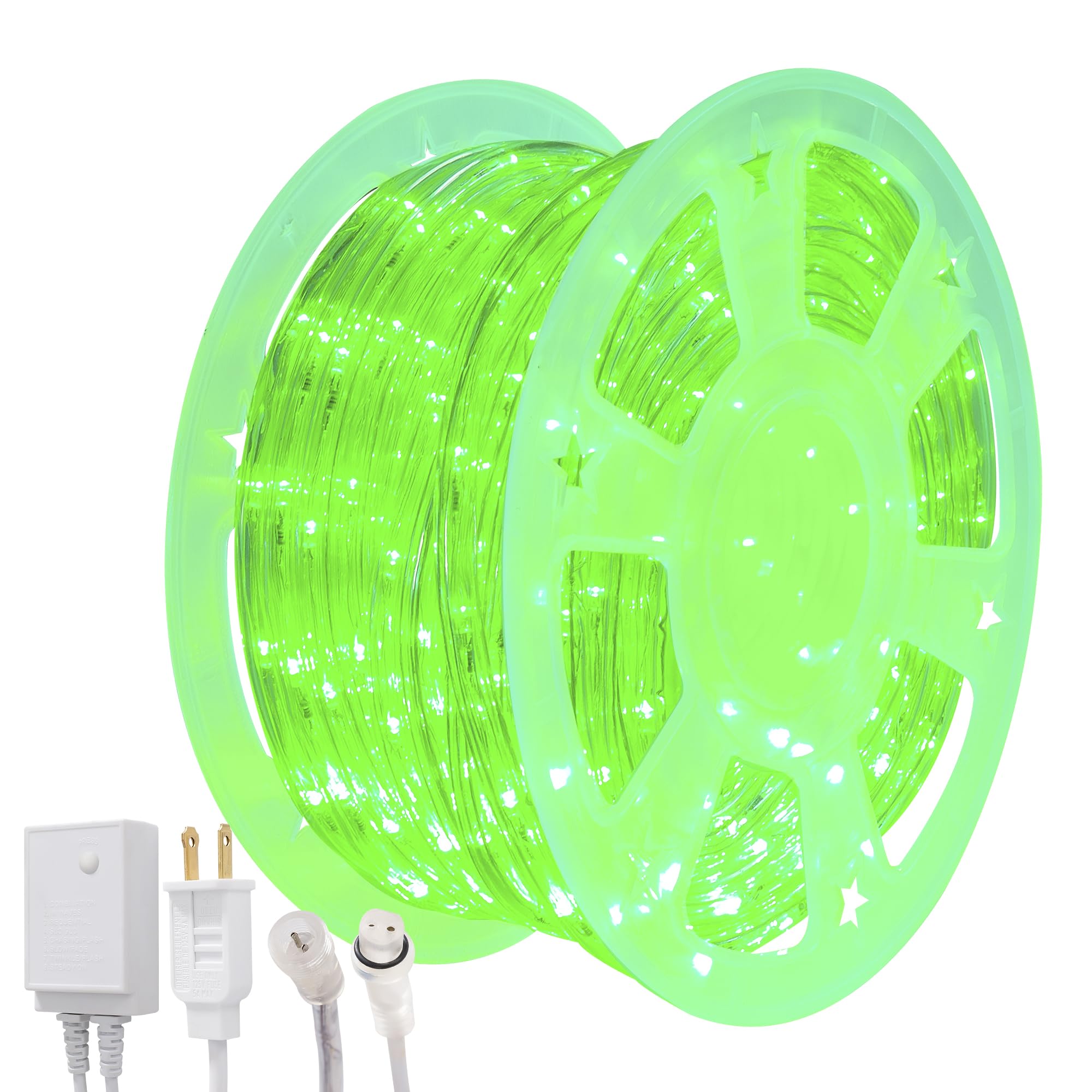 100ft Rope Lights Outdoor  Connectable & Flexible Tube Lights with 8 Modes Controller Waterproof Green LED Rope Lighting for Deck Garden Pool Patio Bedroom Party Indoor & Outside Landscape Lighting
