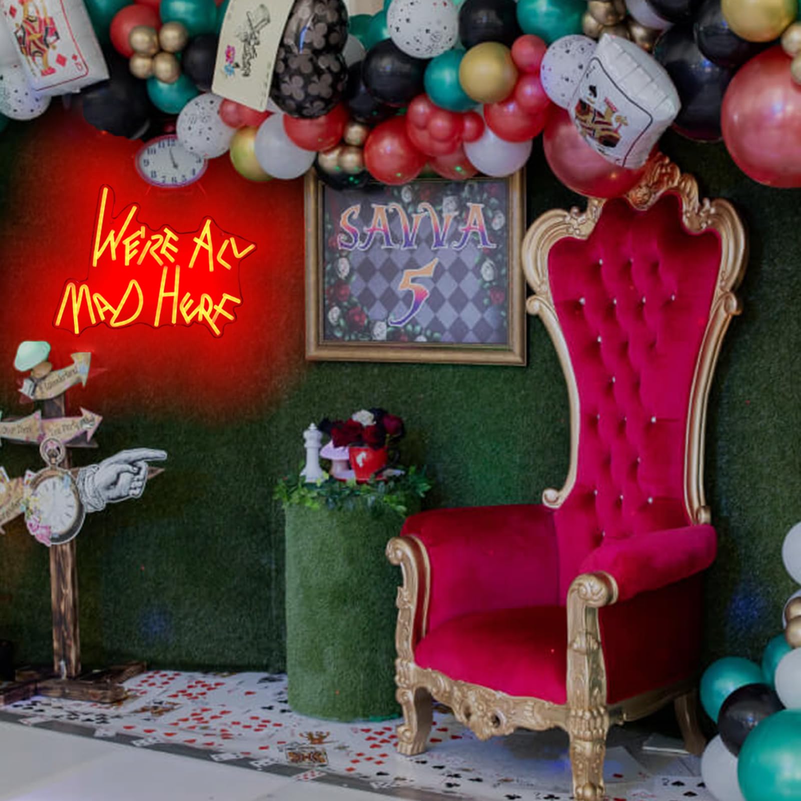 We Re All Mad Here Neon Signs/ 14 * 12 Inch/Alice In Wonderland Party Decor  Mad Hatter Tea Party Neon Lights With Diimer Switch For Bedroom Bar Home Dorm Birthday Gifts