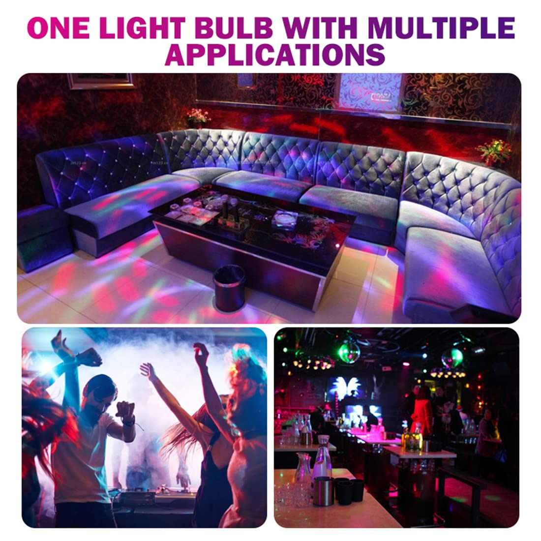 XGHJ 2Pcs Colorful Rotating Magic Ball Light Bulb, RGB LED Disco Light, Gold, Crystal, Model xghj