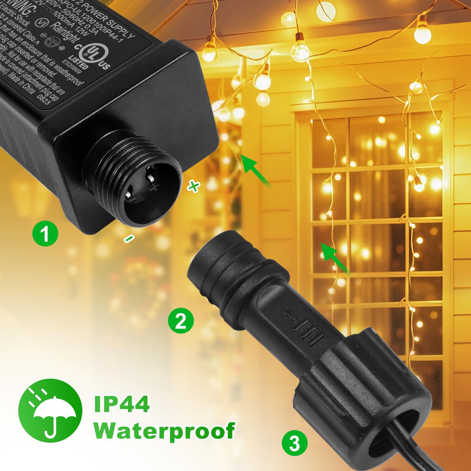 ARIMDOTUL 12V 1A Class 2 Power Supply, IP44 Waterproof Low Voltage Transformer for LED Lights, Model LL-SDDY-002